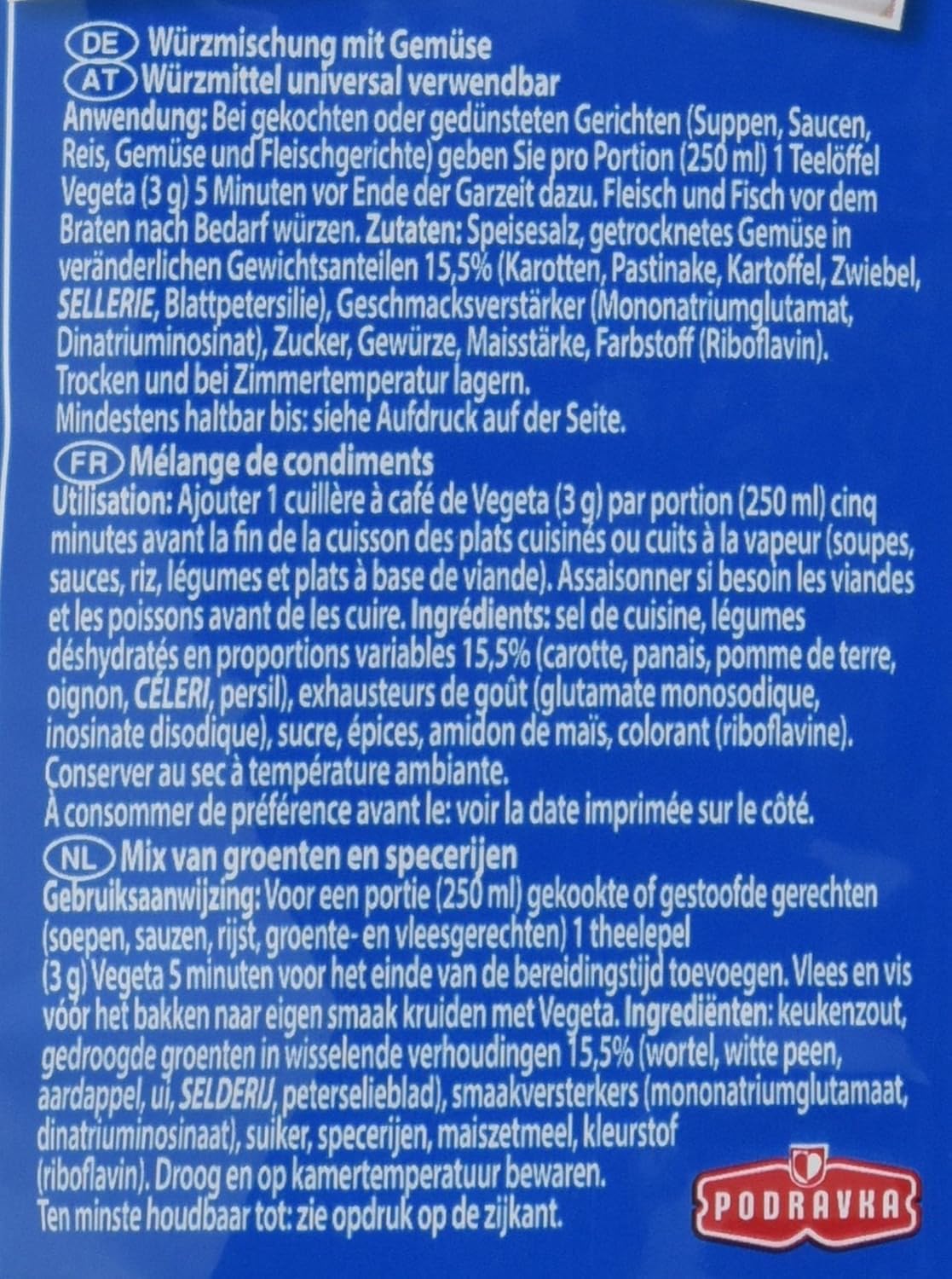 Podravka Vegeta Klasyczna Przyprawa Żywności 3x1000gr Torba