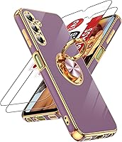 Vista 25 de LeYi para Funda de Teléfono Samsung Galaxy A13-5G: Protector de Pantalla de Vidrio Templado, Soporte Magnético Giratório de Anillo 360°, Borde Negro