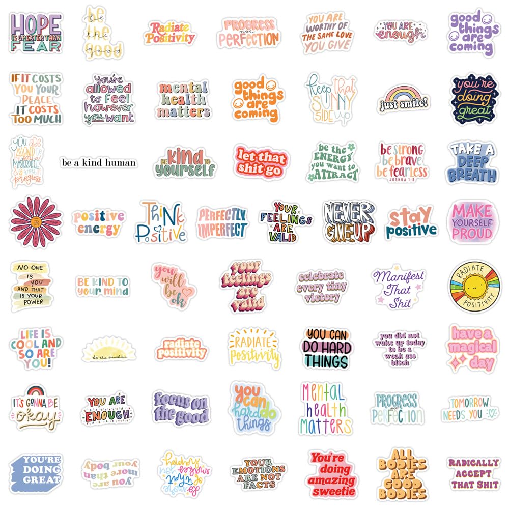 110 Pcs Positivity Scrawl Stickers for Guitar,Bicycle,Laptop,Water Bottles,Skateboard,Computer,Incentive Phrase Cute Style Stickers Waterproof Vinyl,Graffiti Decoration for Girls Boys Children Teens - Image 2