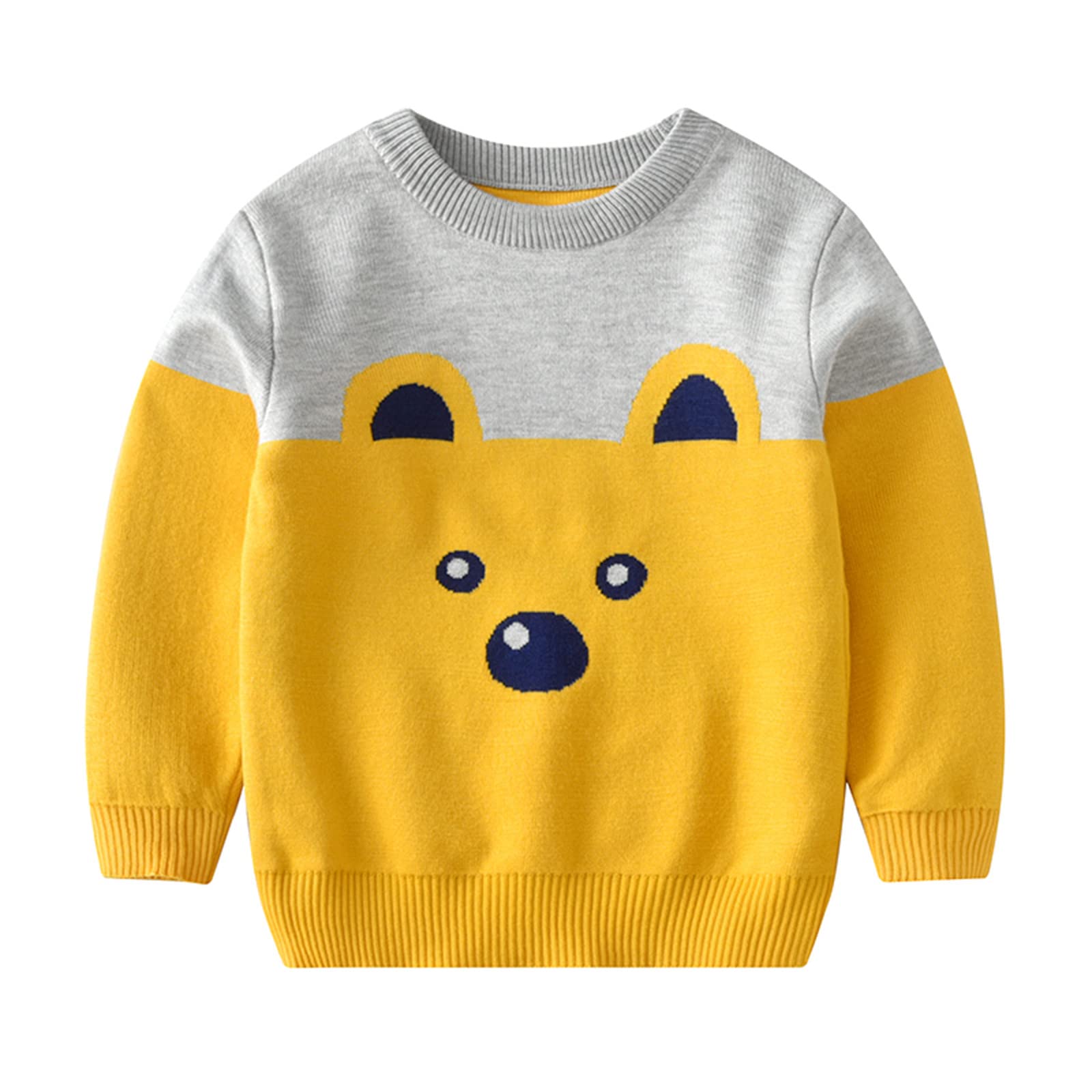 RNTOP Toddler Kids Sweaters Baby Boys Girls Knit Sweater Warm Long Sleeve Crew Neck Pullover (Yellow, 3-4 Years)