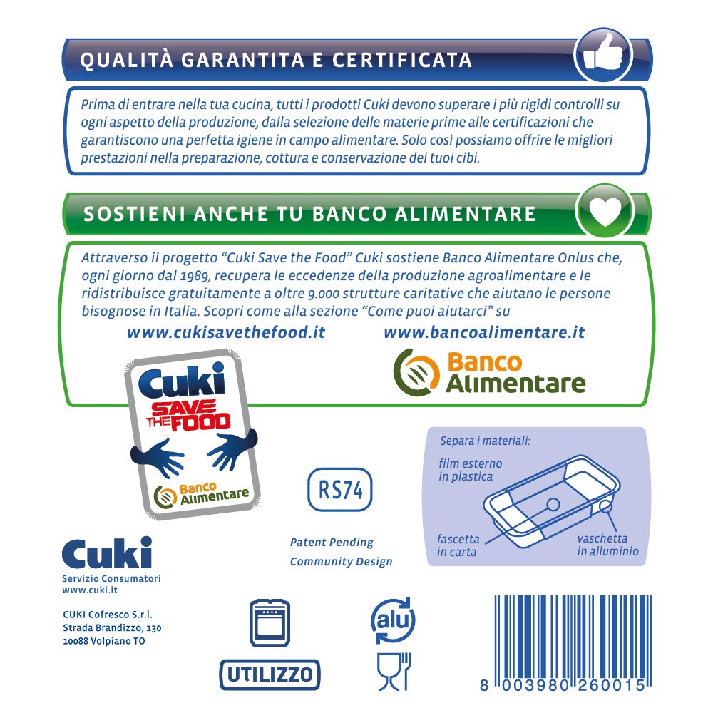 Cuki Vaschette Alluminio - Ultra Forza - 12 Porzioni - Rettangolari [Rs74G] - 6 Confezioni Da 2 Pezzi