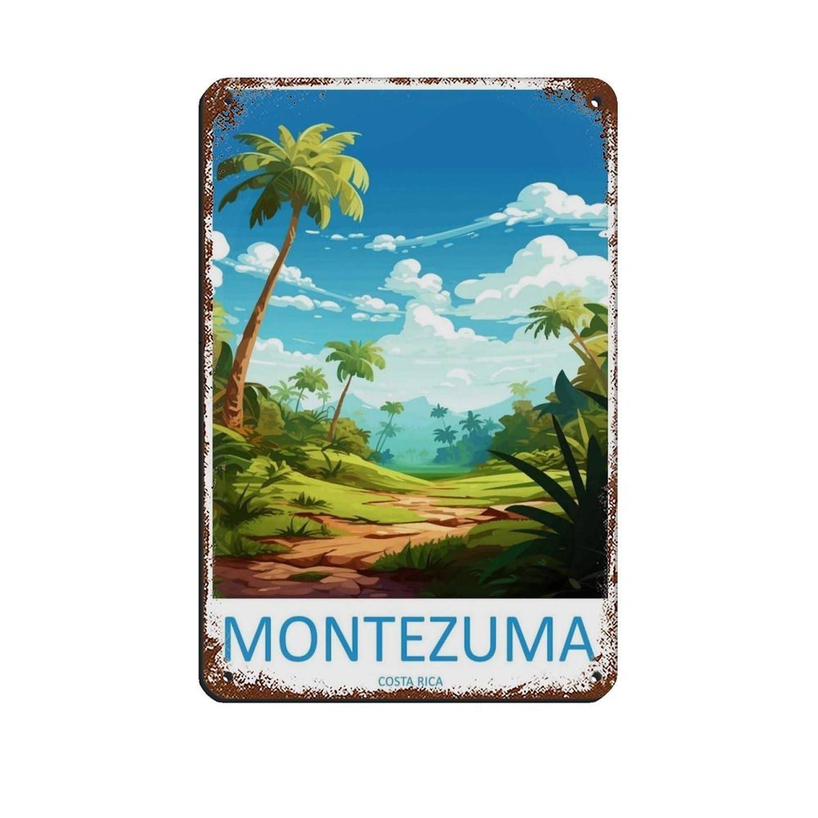 Montezuma Travel Art Costa Rica Art（100） Tin Sign Vintage Metal Pub Club Cafe Bar Home Wall Art Decoration Poster Retro 8x12inch(20x30cm)