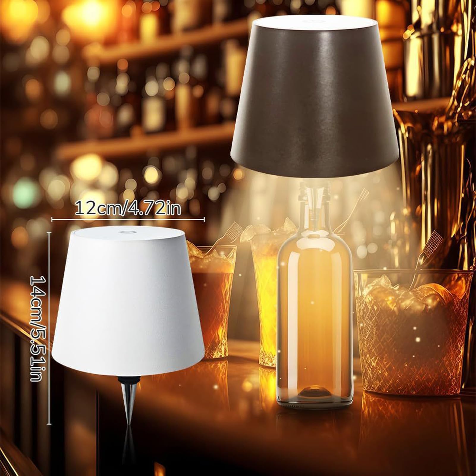 Lampa LED na butelkę wina, 7-kolorowe bezstopniowe ściemnianie ładowanie LED lampka do butelki, dotykowy bezprzewodowy klosz na butelkę LED, nadaje się do barów, restauracji, może być również używana