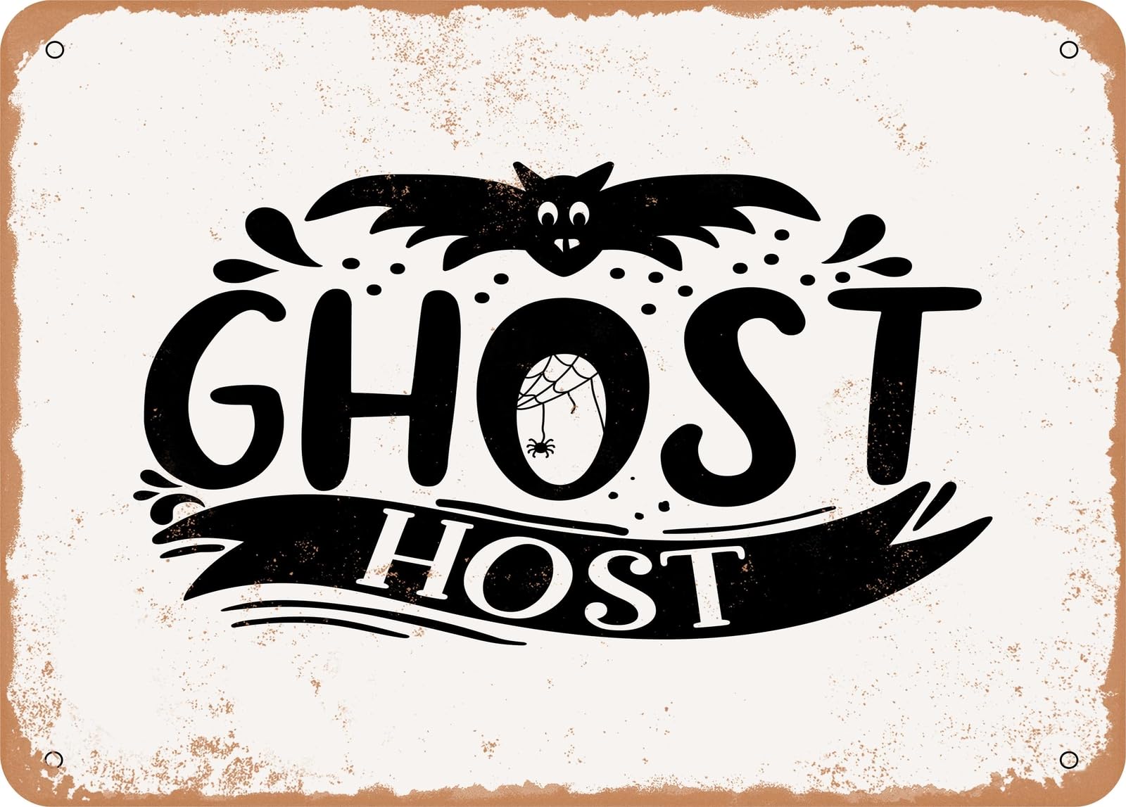 Miaomansenstore Metal Sign - Ghost Host - Vintage Rusty Look Sign Home Decor