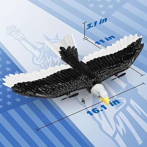 Miniatura 6 de DEERC Avión RC, avión Eagle de control remoto, avión RTF, 2.4GHZ 2CH Flying Bird con 2 baterías y hélice estabilizador giroscópico de 6 ejes, fácil