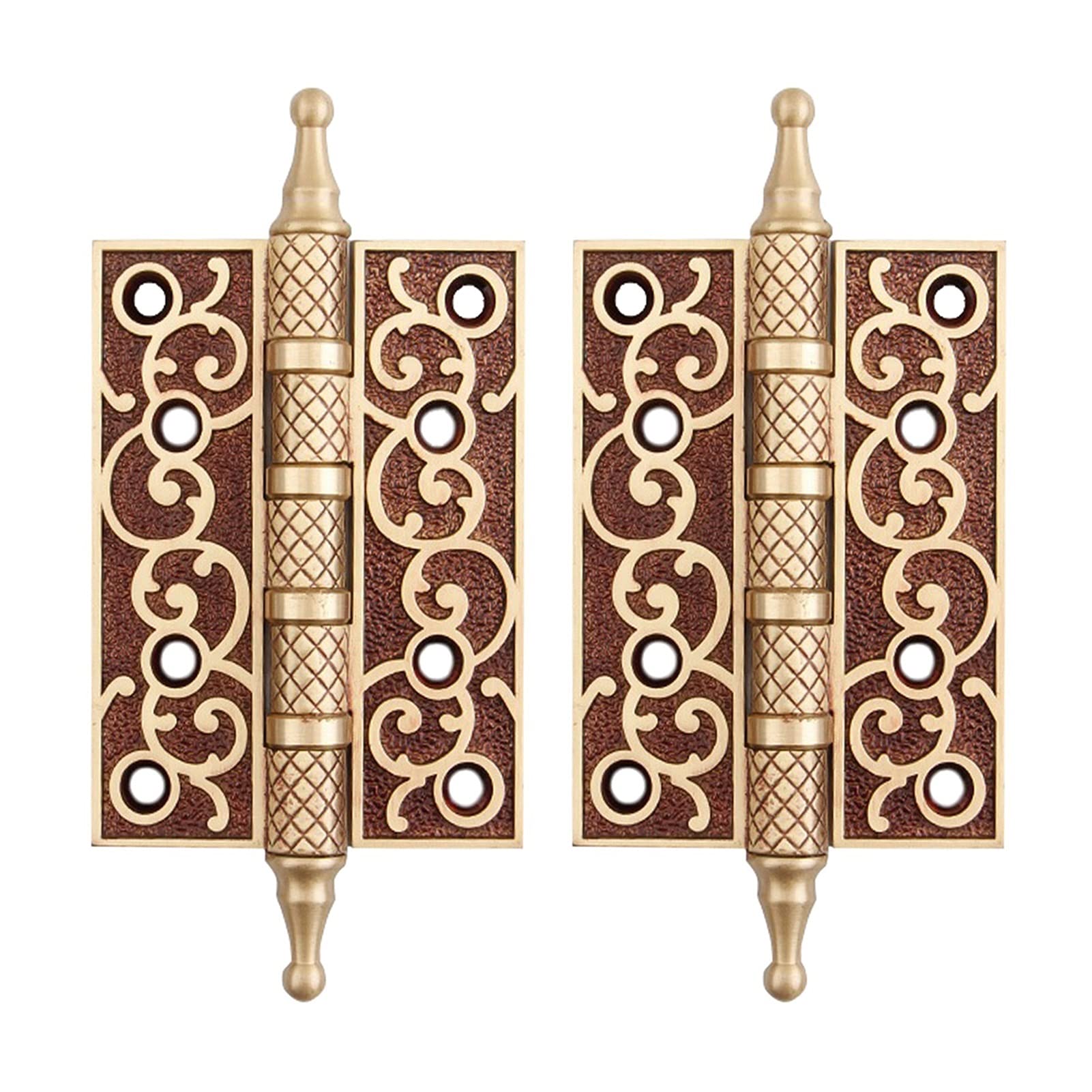 Shundeed Bronze 2Pcs European Style Carved Door Hinge, Pure Copper Silent Bearing Door Hinge, Used For Bedroom Door, Bathroom Door, Etc.(Bronze)