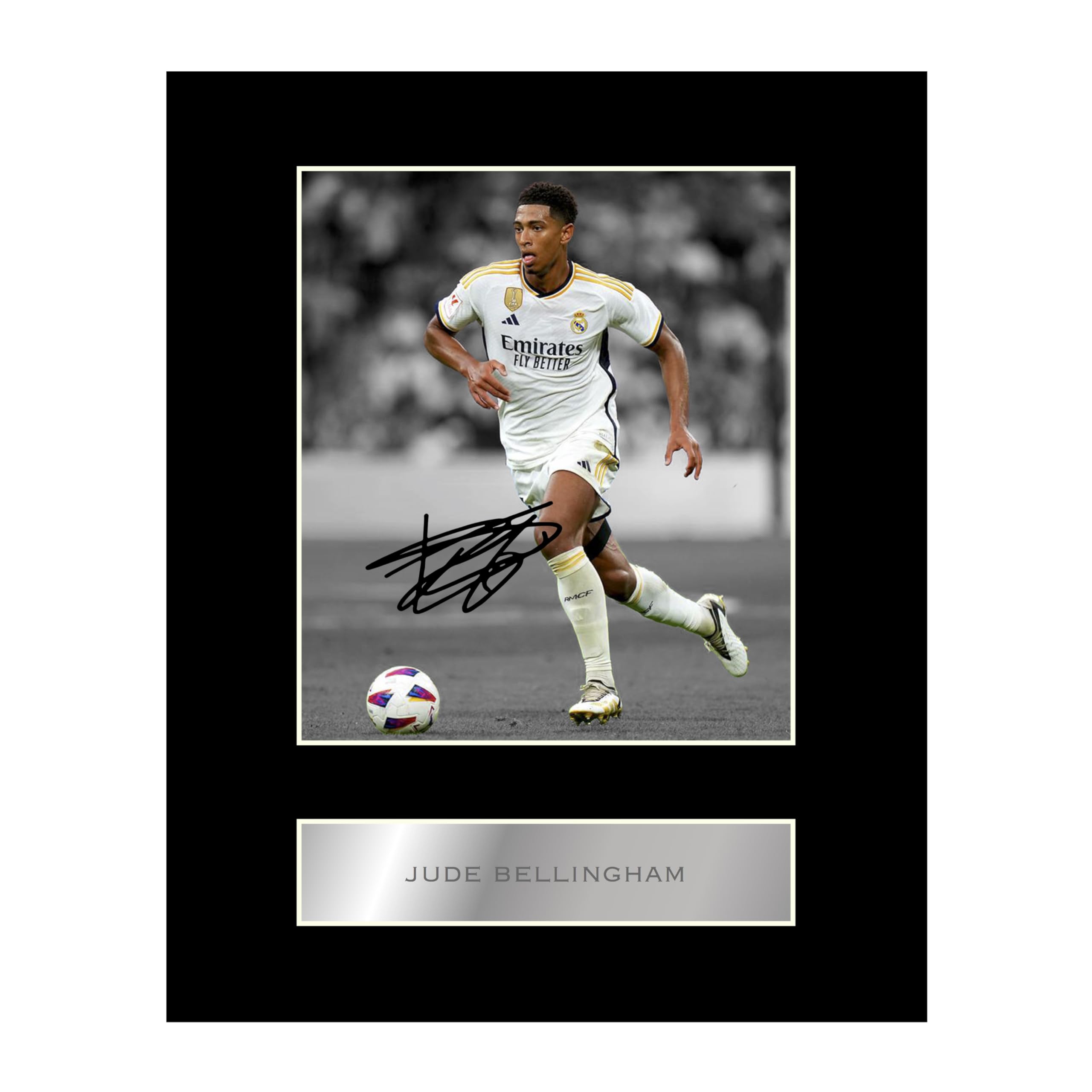 Generic Jude Bellingham RM Pre Printed Signature Signed Mounted Photo Display #11 Printed Autograph Picture 10x8 Inch Mounted Wall Art for Living Room Decor