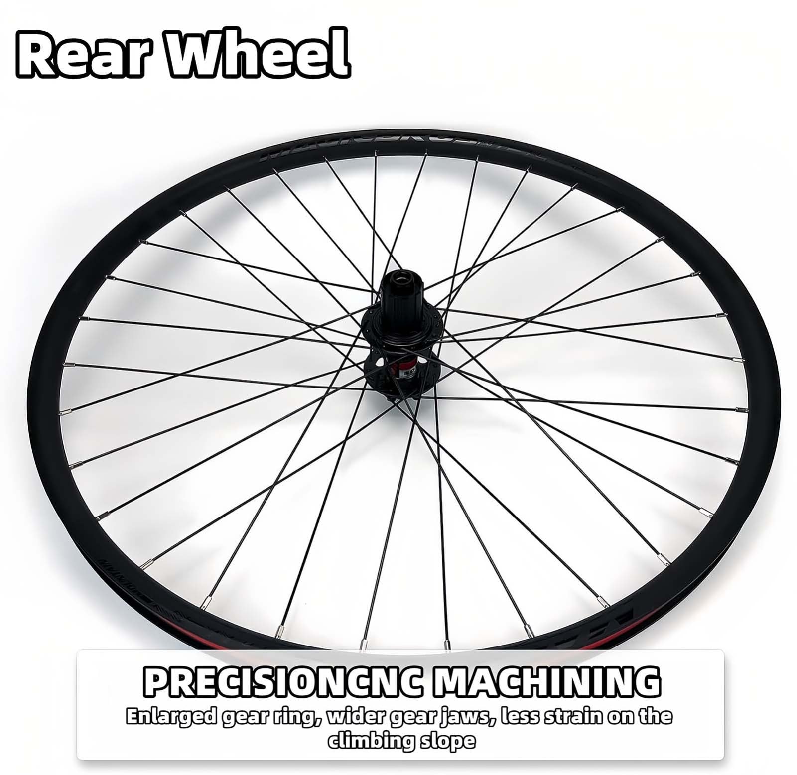 Fahrradräder 26'' 27,5'' 29'' 15 x 110 mm/12 x 148 mm Steckachse, Scheibenbremse, doppelwandige Aluminiumfelgen, 32-Loch-Naben für 8-13-fach Kassette (Nero-29in)