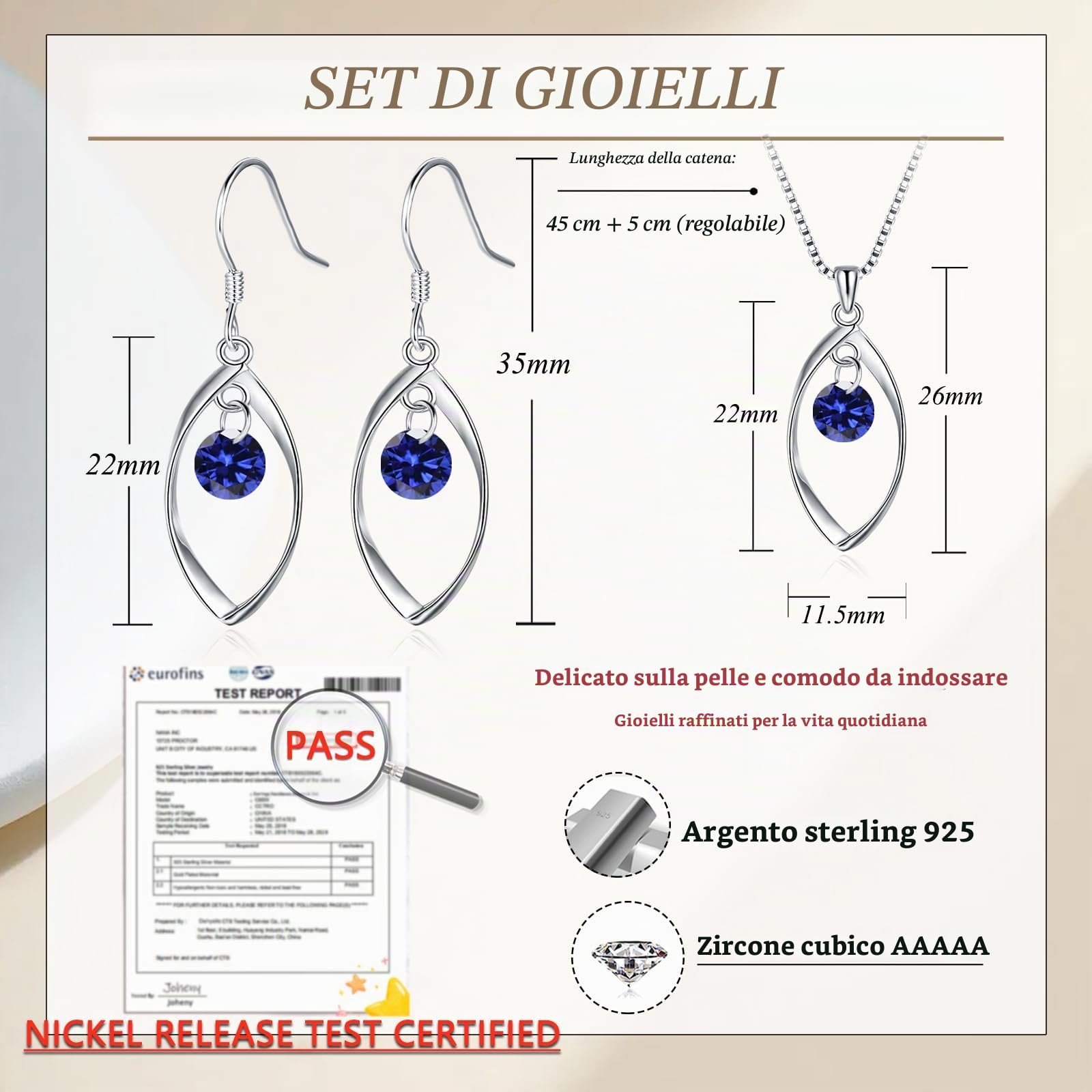 Silver Drop Earrings for Women, 925 Sterling Silver Dangle Drop Hook Earrings with Blue/White/Pink Cubic Zircon, Allergy Free Twist Dangle Earrings, Anniversary Birthday Gift for Ladies