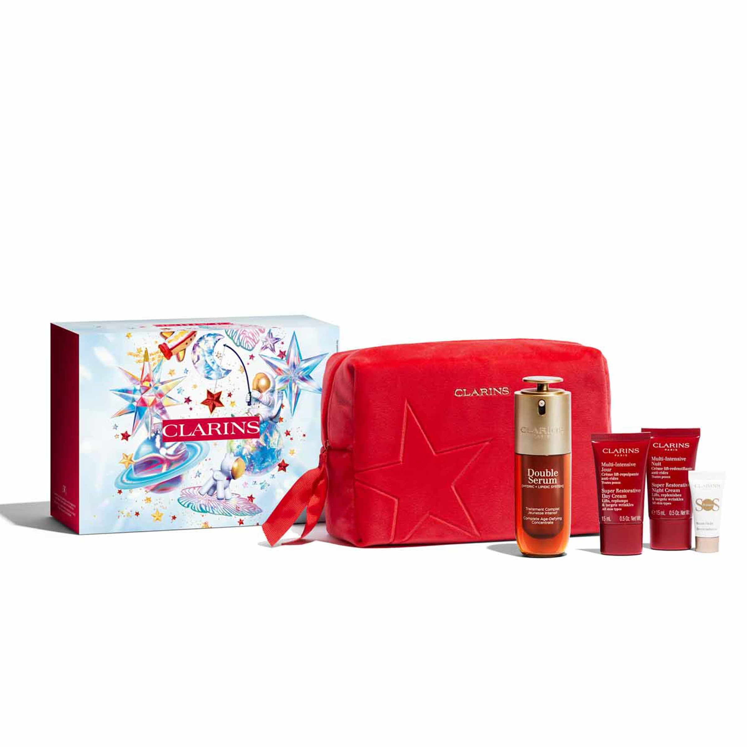 Set Clarins Doble Serum 50Ml+Multi-Int 15Ml+Noche 15Ml+Mini+Neceser Hautpflegeprodukt