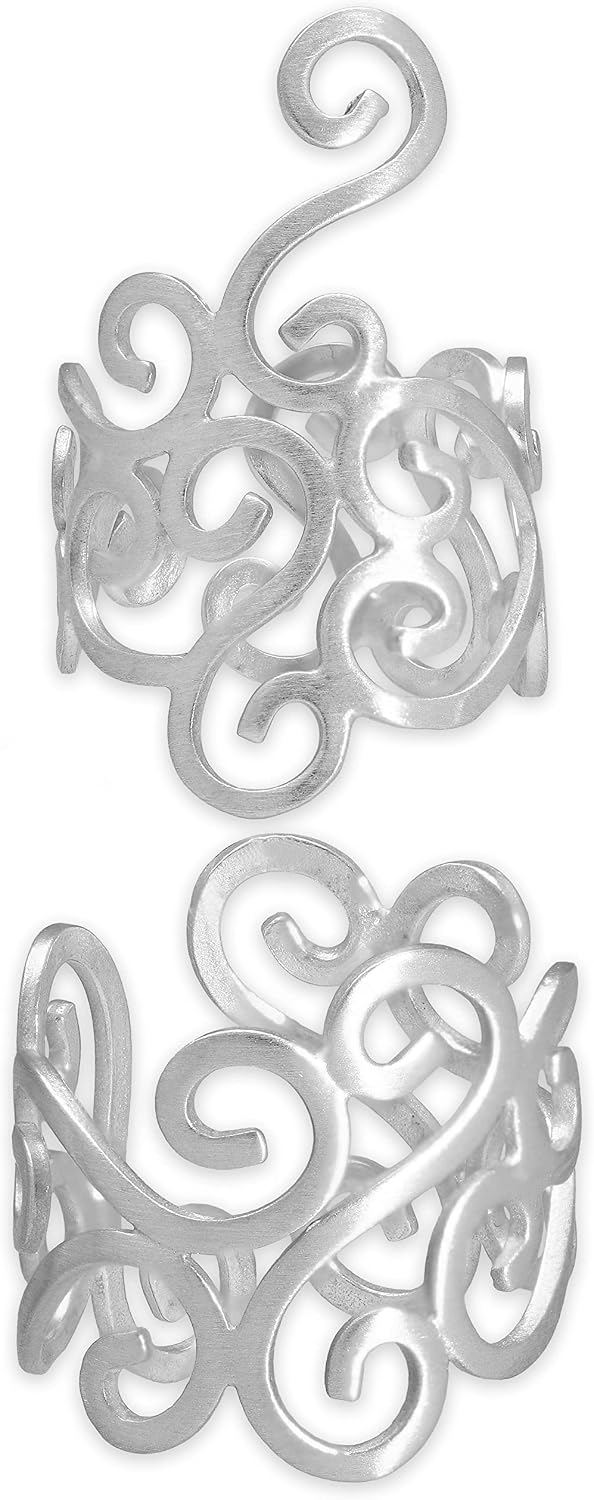 925 Sterling Silver Spiral Ring Set for Women - A Contemporary Dual Ring Structure Pairing Midi and Regular Bands, a Striking Statement, Handmade by Emmanuela