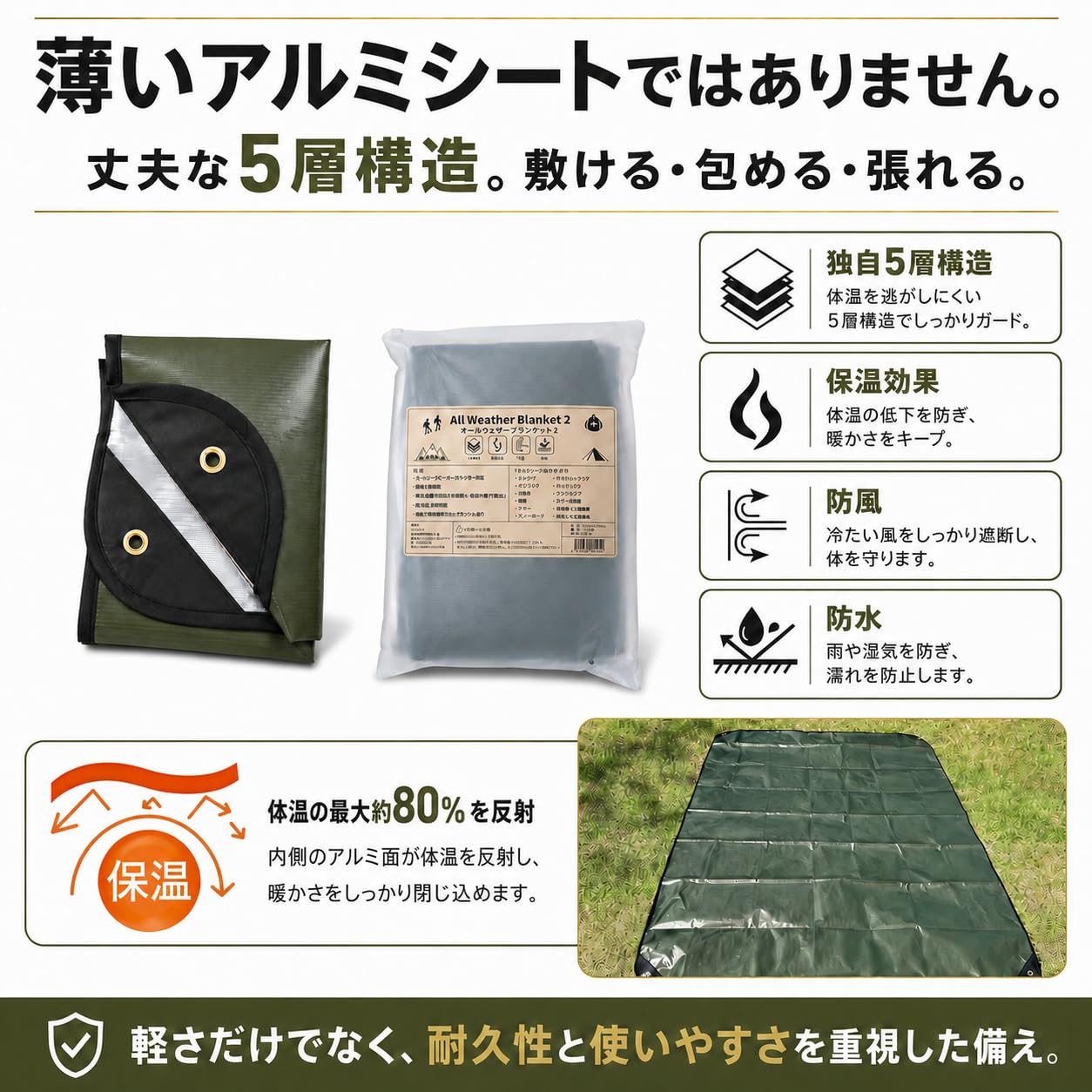 Amazon.co.jp: PAX オールウェザーブランケット2 5層構造 防水・防風