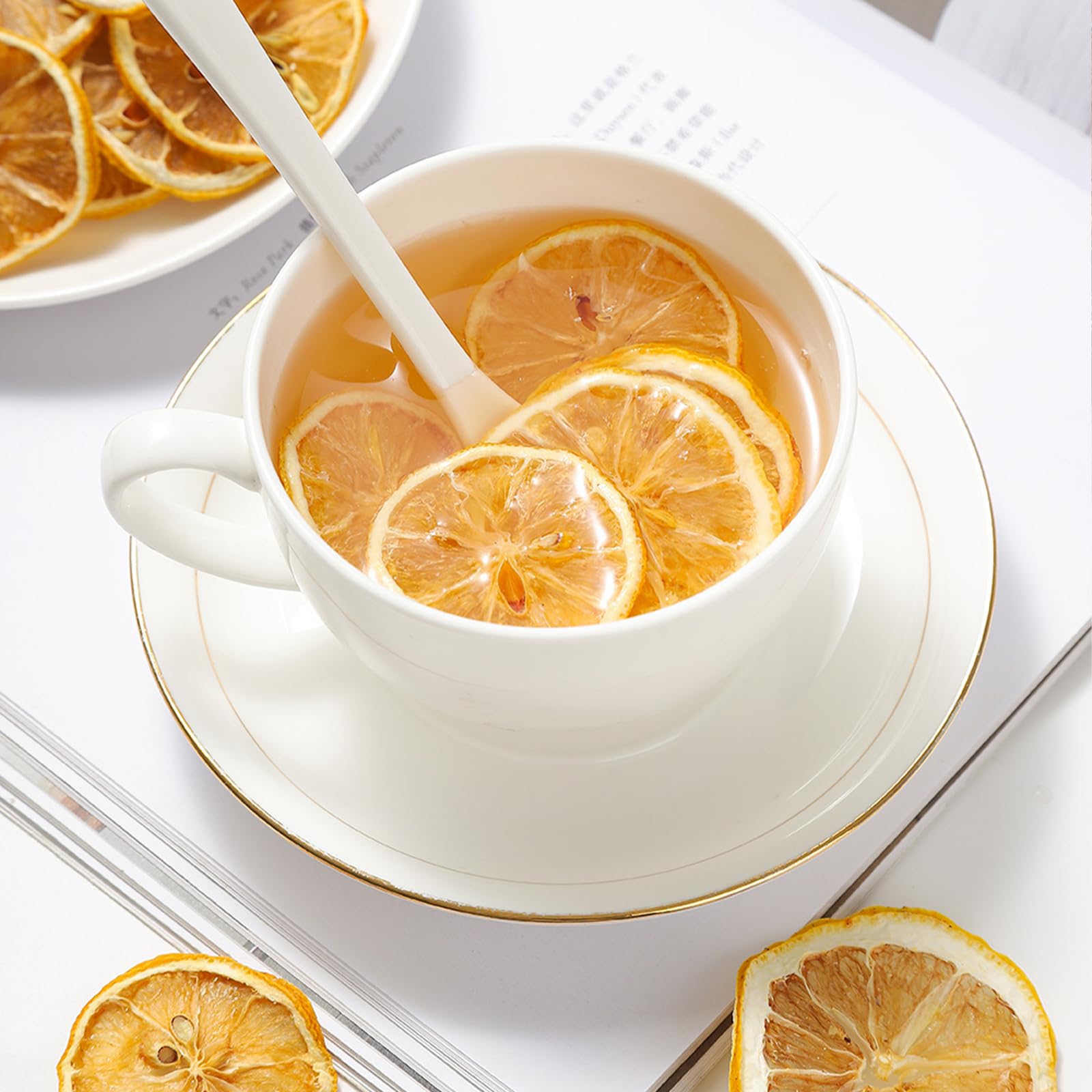 Fette di Limone Disidratate | Fette di Limone Naturale Puro 80 g | Adatto Per Spezie Per la Decorazione di Bevande