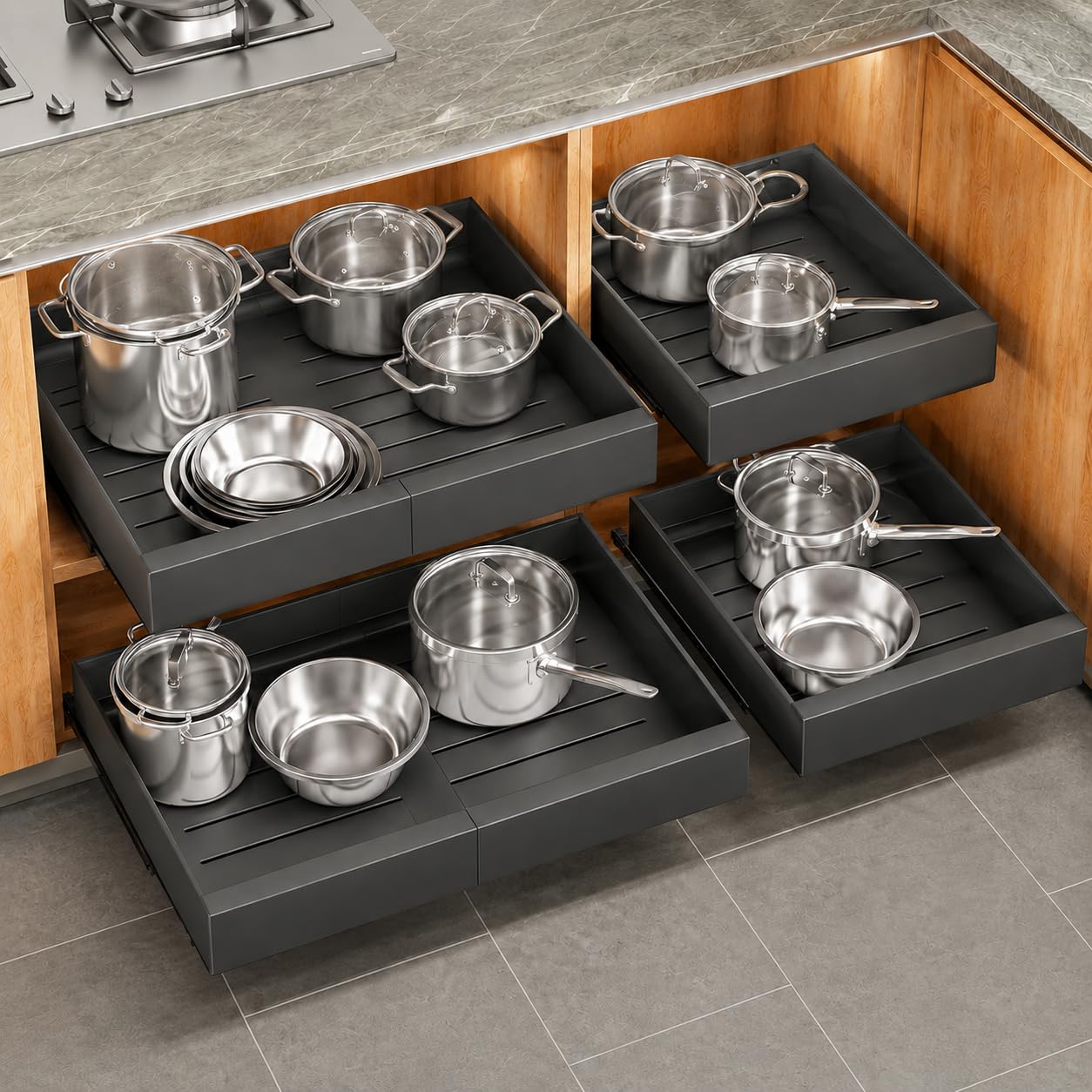 Photo 1 of Kitstorack 4 Pack Pull-Out Cabinet Organizer