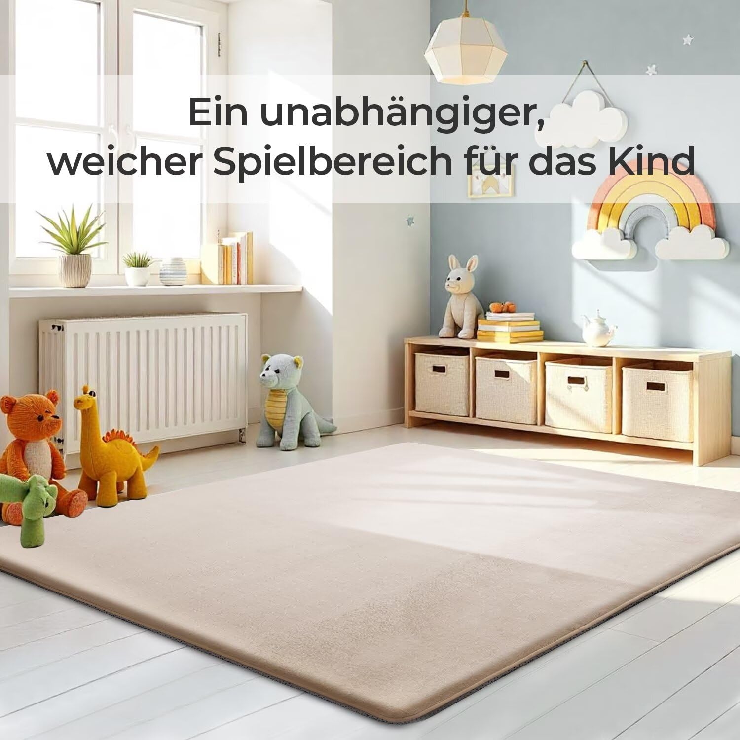 Krabbelmatte für Baby, 200×220×3CM Kinderteppich, rutschfest, | Weicher, Dicker Kinderteppich, Baby-Krabbelmatte, Rutschfester Untergrund, Schutz beim Spielen, Geeignet für Mädchen & Jungen