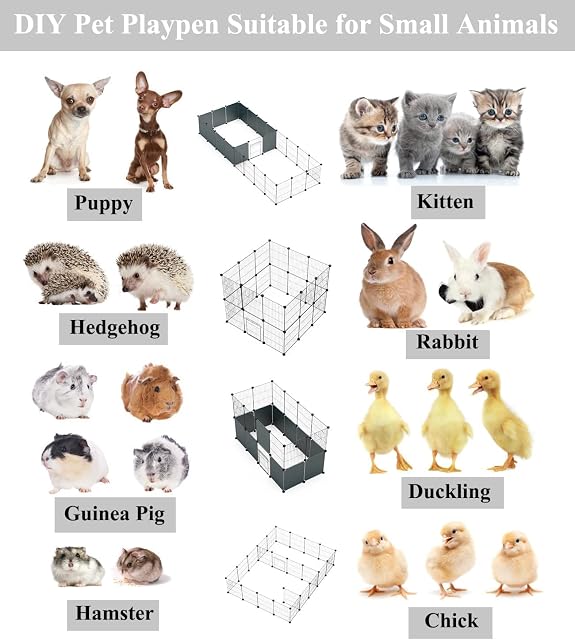 Foto 6 de 7 de LANGXUN Bricolaje con Puerta Valla para Mascotas de Animales pequeños, Jaula de Conejos, Jaula de cobayas