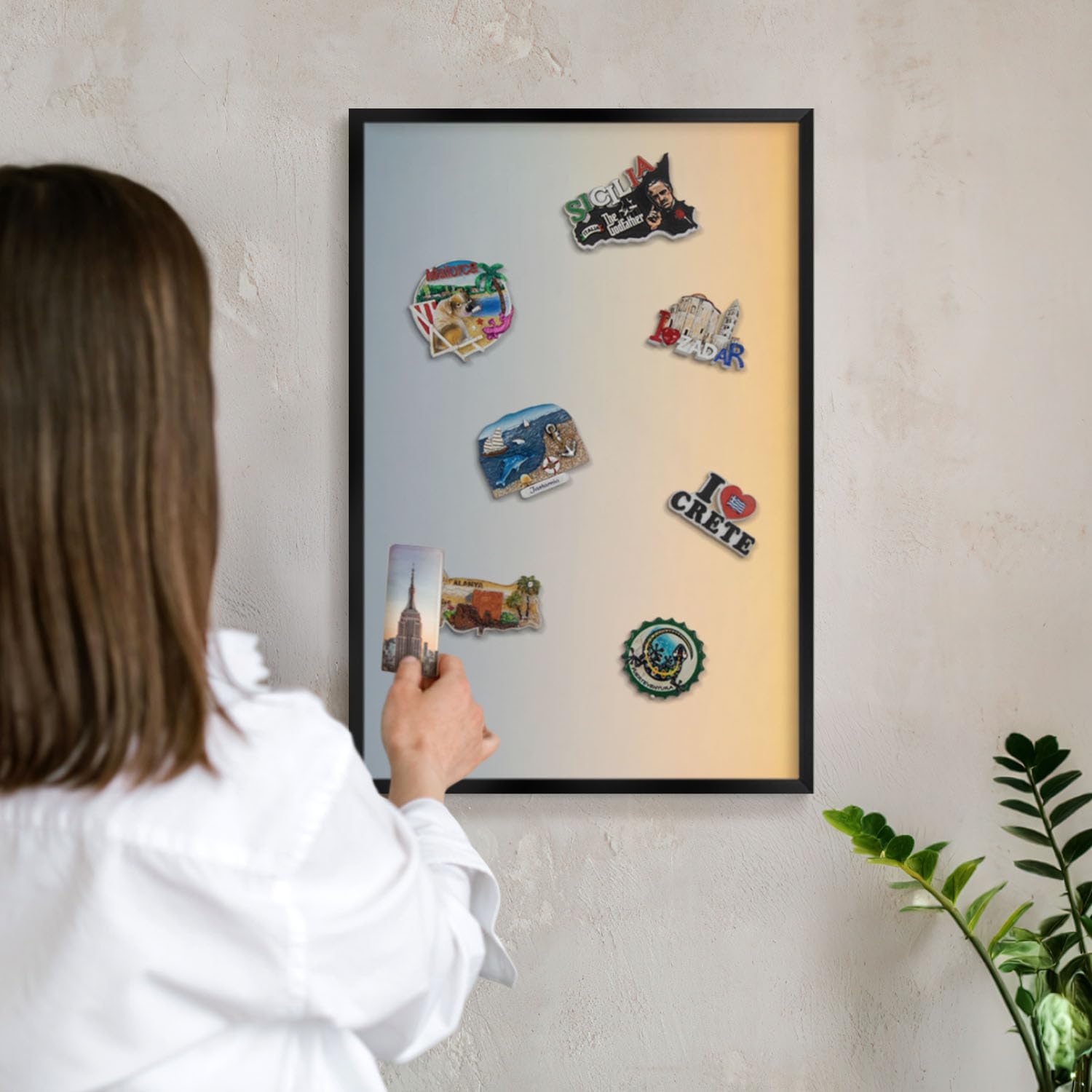 Büro-Magnettafel 60x40 cm | Schwarzer Rahmen | Pastellfarbener Farbverlauf