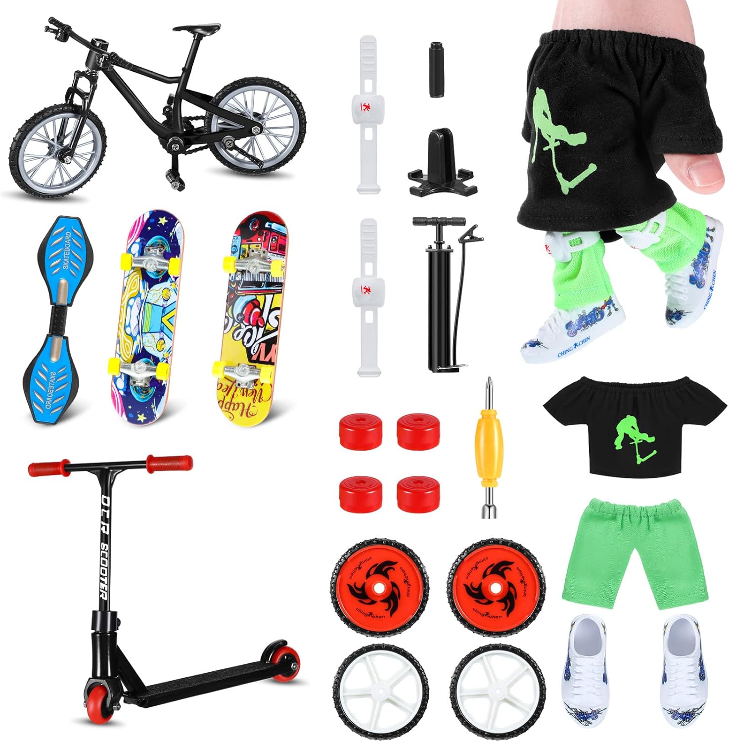 22 Pcs Mini Finger Toy Set Finger Skateboards, Finger