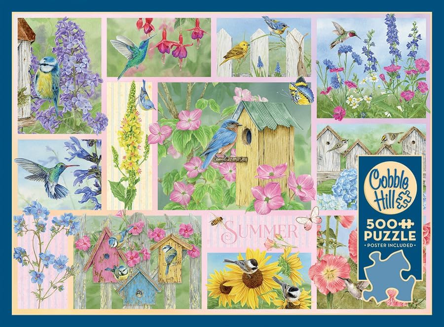 Cobble Hill 500 Piece Puzzle -Garden Birds in Summer - Sample Poster Included