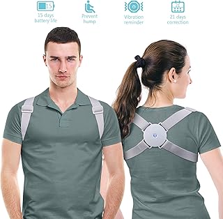 MeaMae Care Corrector de postura - Corrector de espalda inteligente con función de vibración y ajustable para aliviar el dolor de espalda, pecho, cuello y hombro