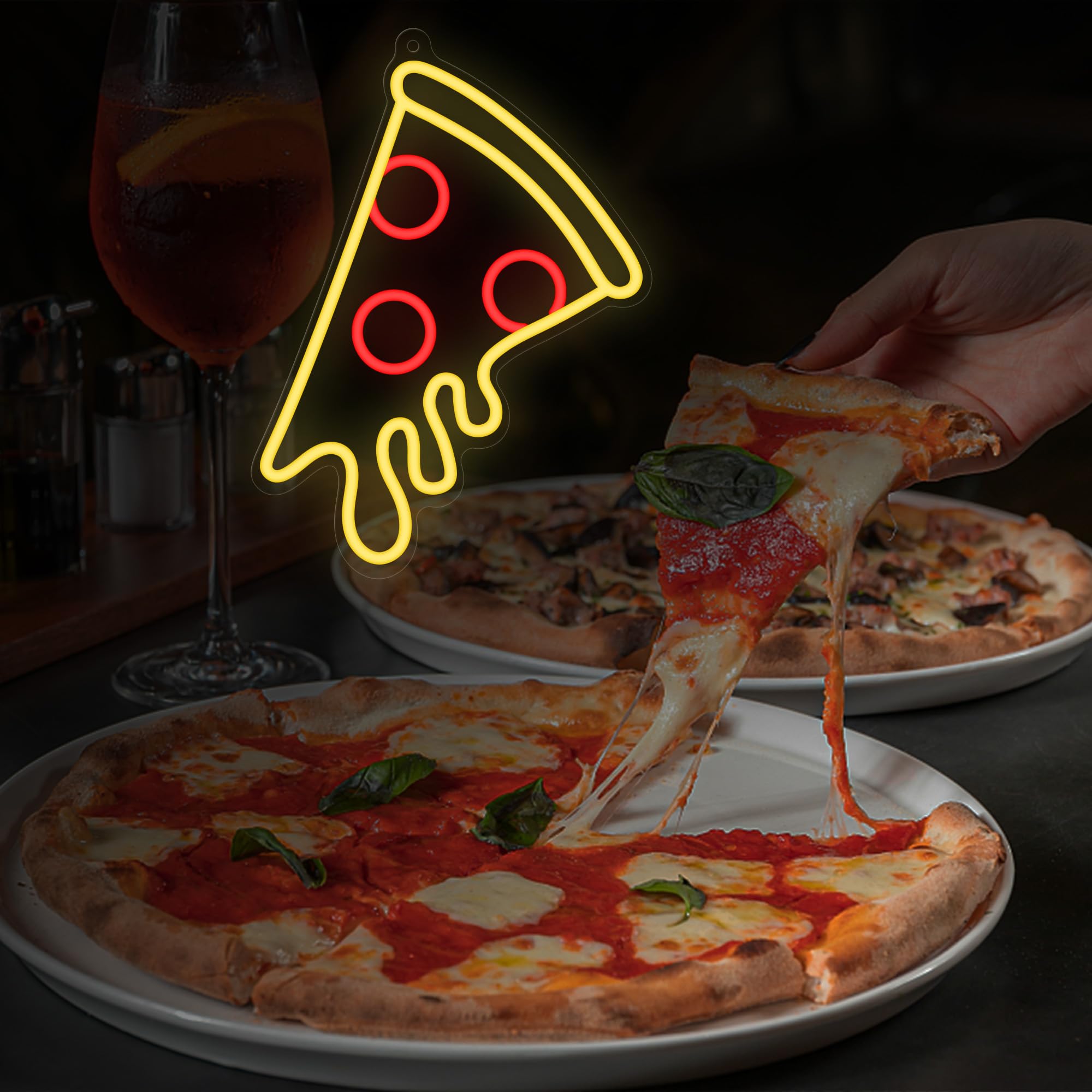 CoolGift Mart Insegna al neon a forma di pizza, luce LED dimmerabile, perfetta per negozio, ristorante, cucina, grotta degli uomini, decorazione per feste di compleanno; regalo ideale per bambini