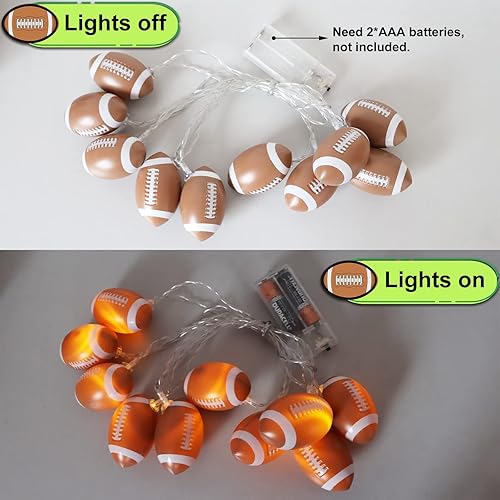 Miniatura 4 de Yayfazy Guirnalda de luces decorativas de fútbol, 9.9 pies, 20 luces LED, funciona con pilas, para fiestas temáticas deportivas, regalos de fútbol