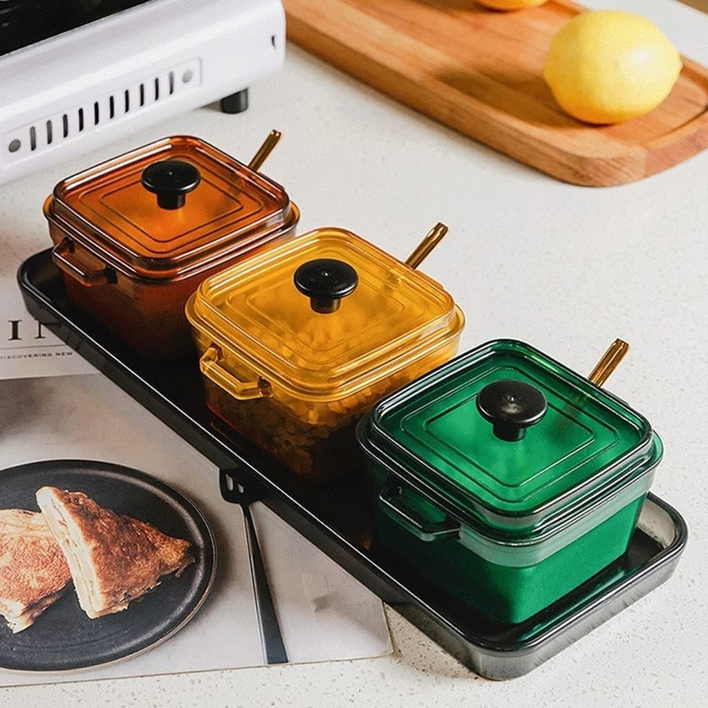 Gewürze Aufbewahrung Kunststoff-Gewürzbehälter-Set Mit Deckel, Löffel Und Tablett, Gewürzbox-Set, Küchengewürzbehälter, Zuckerdose Gewurzglaeser Gewürzglas