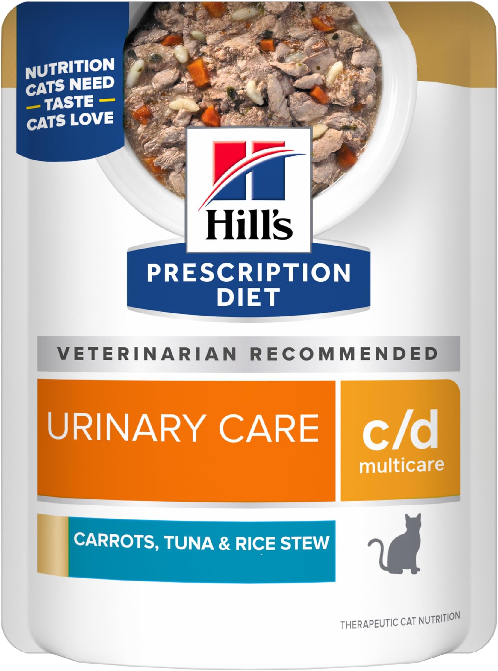 c/d Multicare Wet Cat Food, Carrots, Tuna, & Rice Stew, 2.8 oz. Pouches, 24-Pack