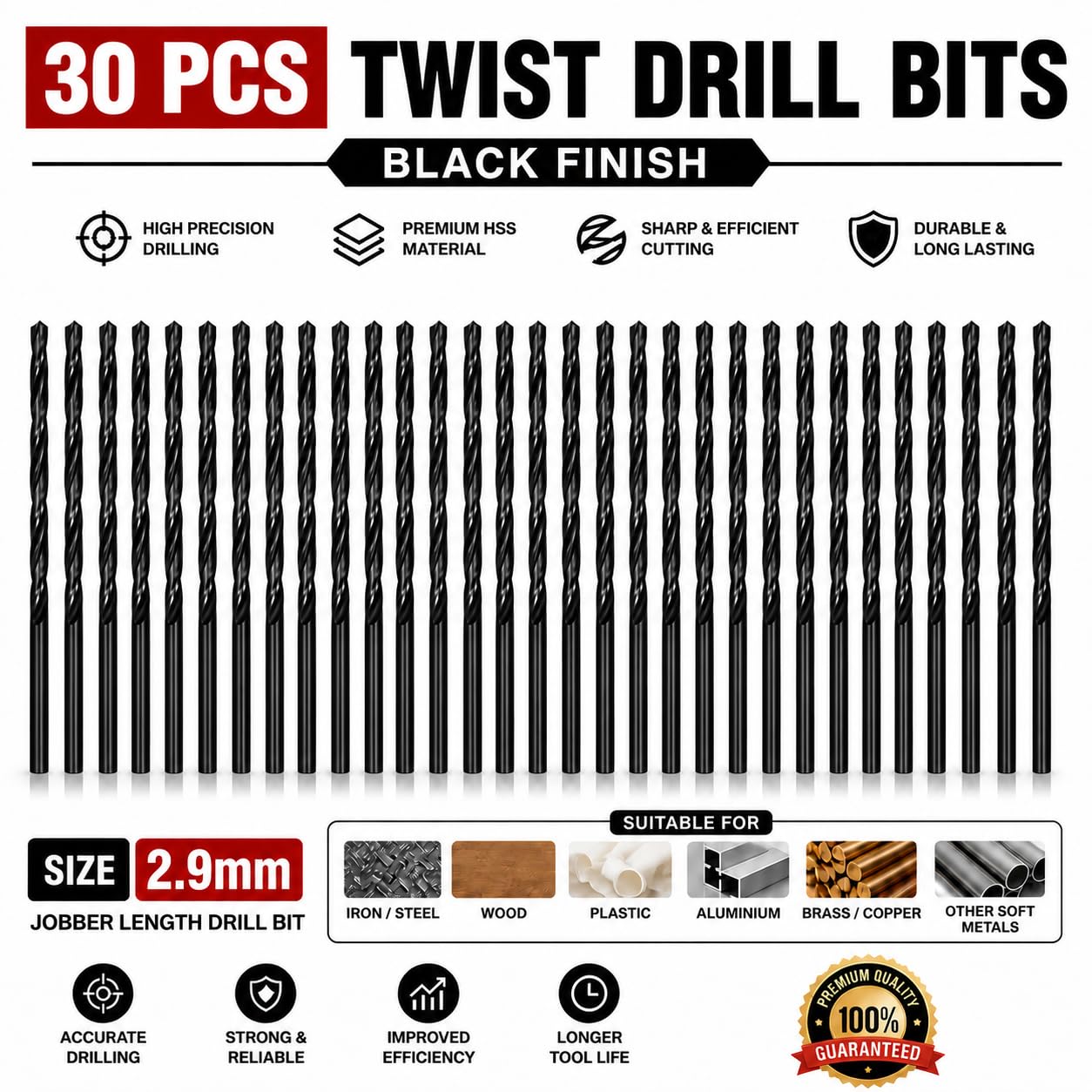 HSS Drill Bit Set - 30 Pieces, 1.5mm -27 HSS Drill Bit Set - 30 Pieces, 1.5mm -27