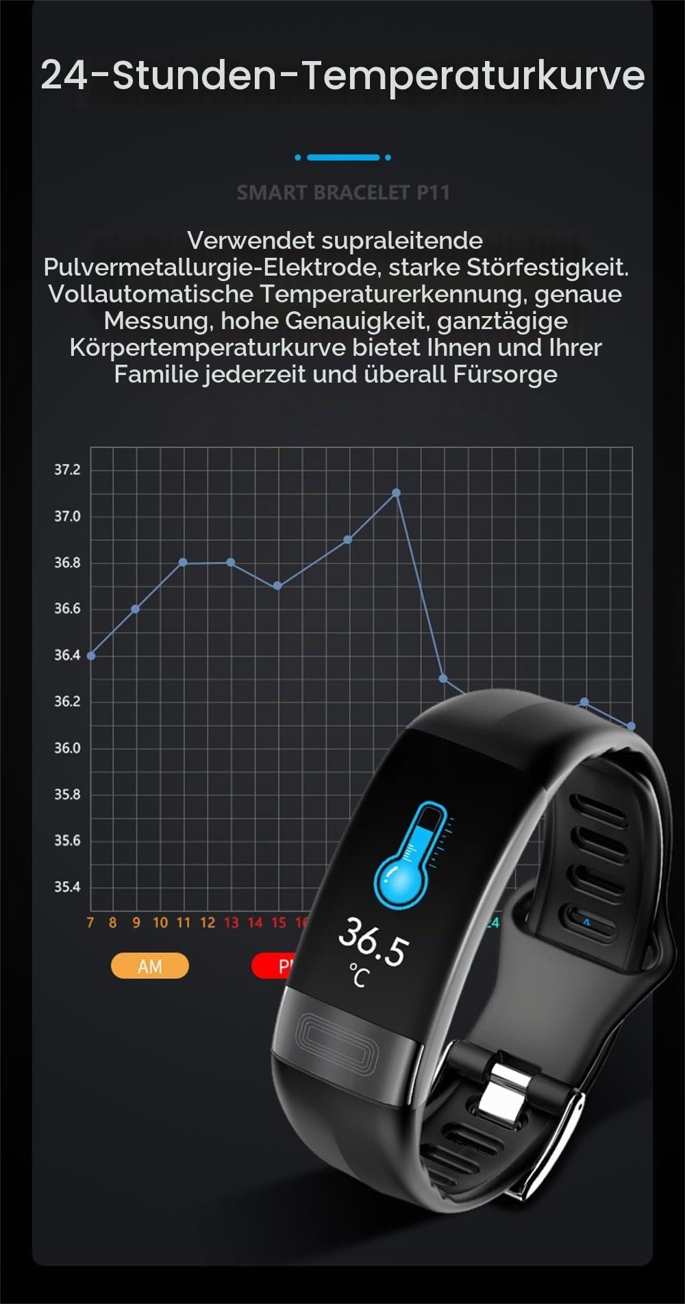MEIION Frendorf | Smart Armband Blutdruckmonitor | EKG, Herzfrequenz, Sauerstoffsättigung & Schlaftracker Smart Armband mit Blutdruckmonitor, EKG, Herzfrequenz, Sauerstoffsättigung & Schlaftracker