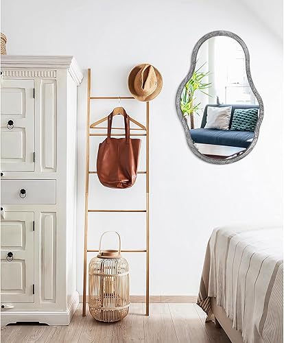 Miniatura 4 de Espejo asimétrico para decoración de pared, moderno espejo de pared irregular con marco de madera, forma única, espejo artístico decorativo para