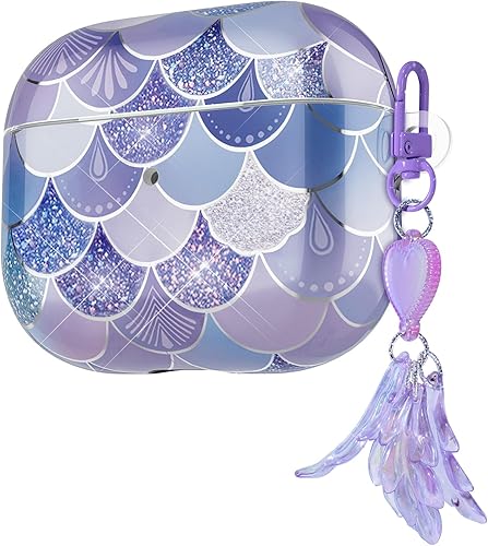 Vista 8 de Funda para AirPods de tercera generación, funda protectora suave con purpurina para mujeres y niñas, compatible con Apple AirPods 3 con llavero