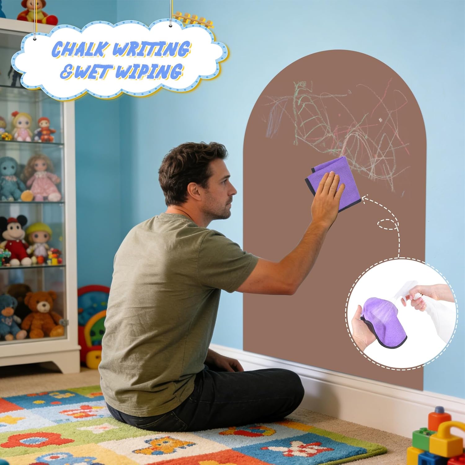 Removable Magnetic Chalkboard 24"x40" Wall Decal, Reusable Chalk Board with Damage-Free Adhesive, Strong Magnet, Wet-Erase & Easy to Install, Perfect for Playroom, Classroom Coffee