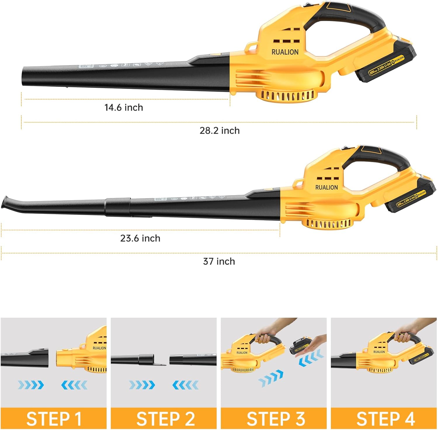 20V Cordless Leaf Blower Battery Powered Leaf Blower 290CFM/135MPH | Dual Batteries & Fast Charger | Lightweight, Balanced Design for Yard, Patio, Garage | 1-Year Warranty