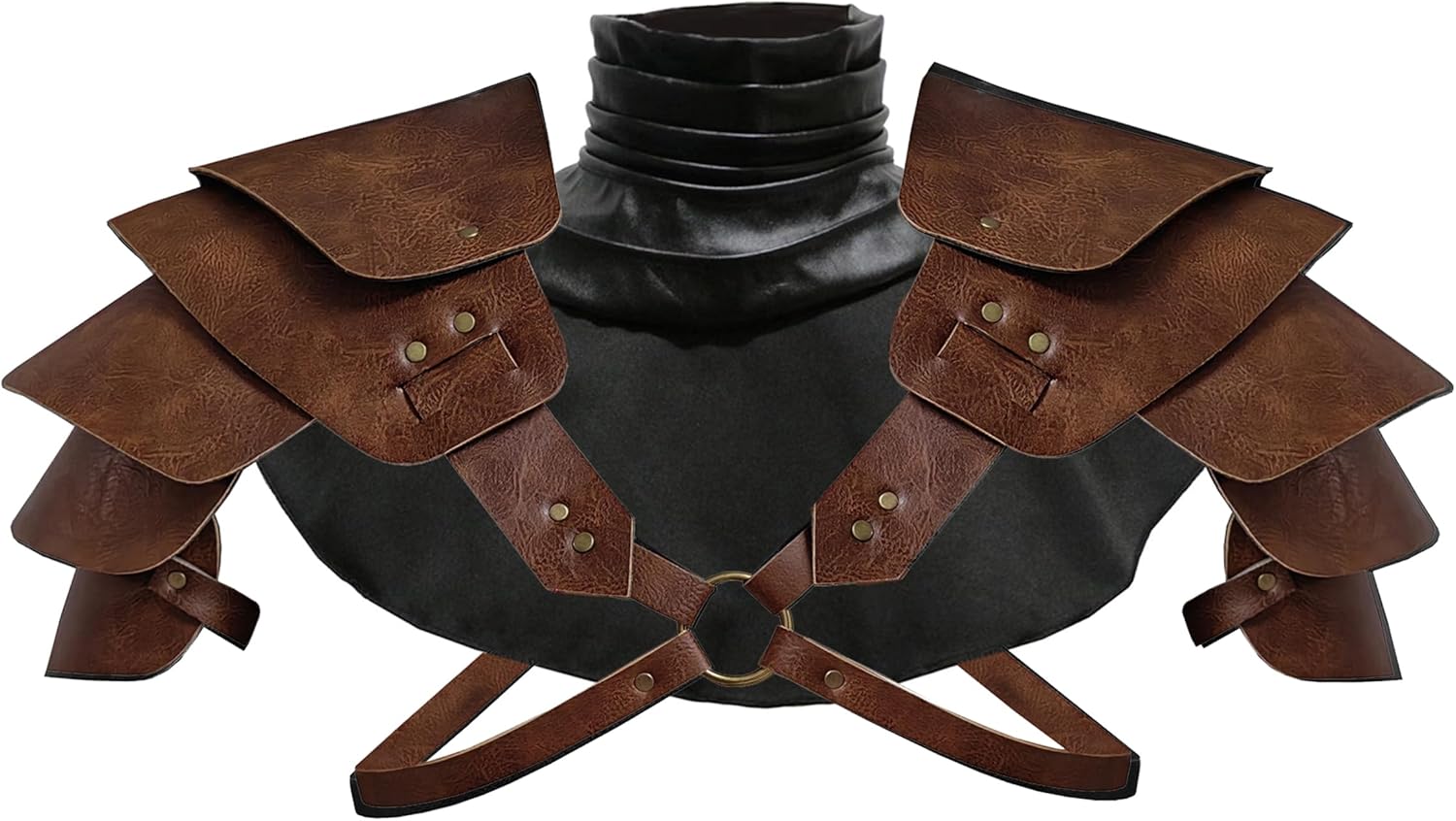 Double Shoulder Armor Medieval Collar Shawl Costume Adjustable Pauldrons Set LARP Halloween Party