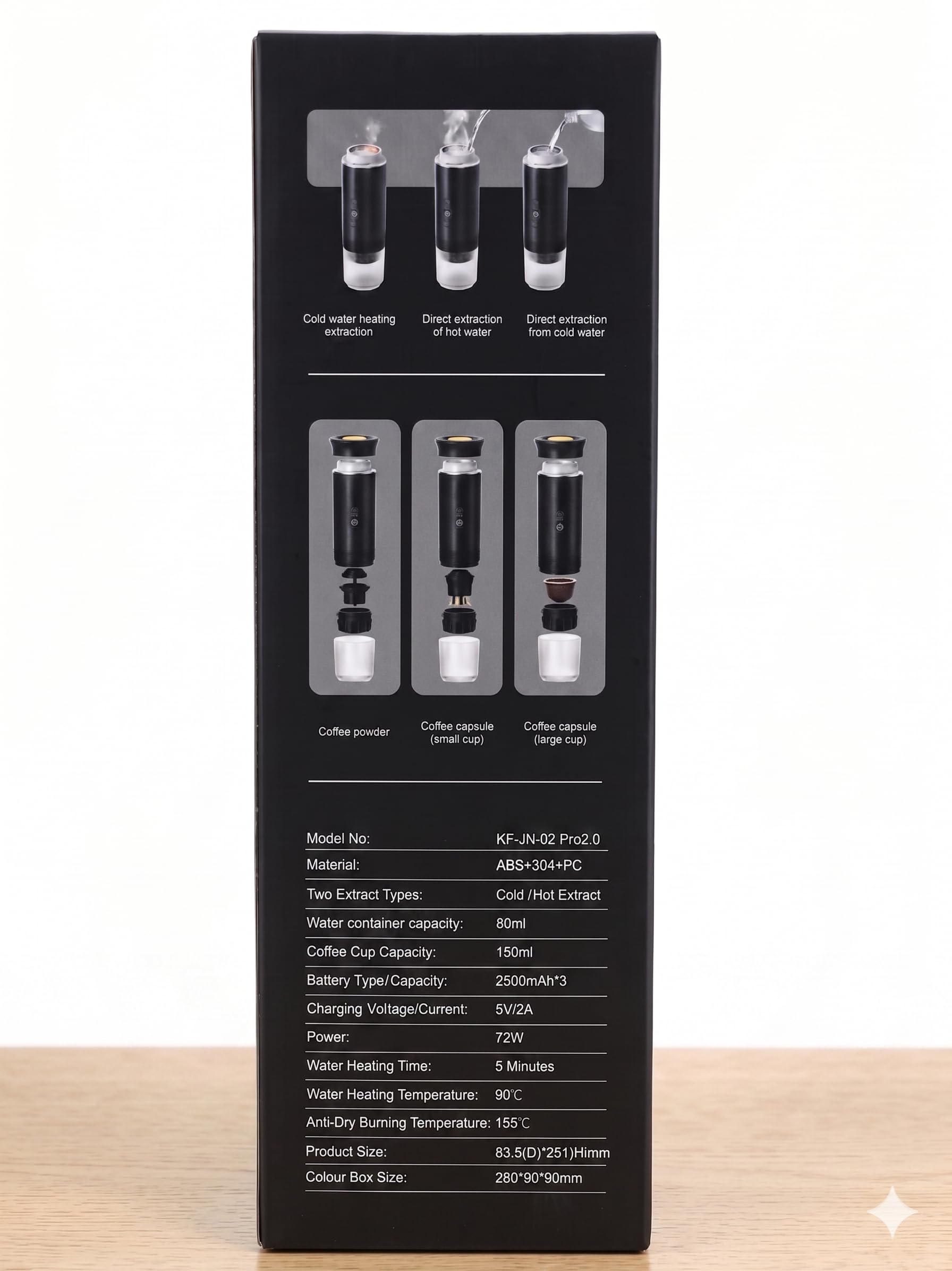 Macchina Caffè Portatile Espresso 3-in-1 - Riscaldamento Acqua Automatico 5 Min, Batteria 7500mAh, 20 Bar Pressione - Compatibile con Capsule Grandi, Piccole e Caffè Macinato - Per Auto, Viaggio, Uffi