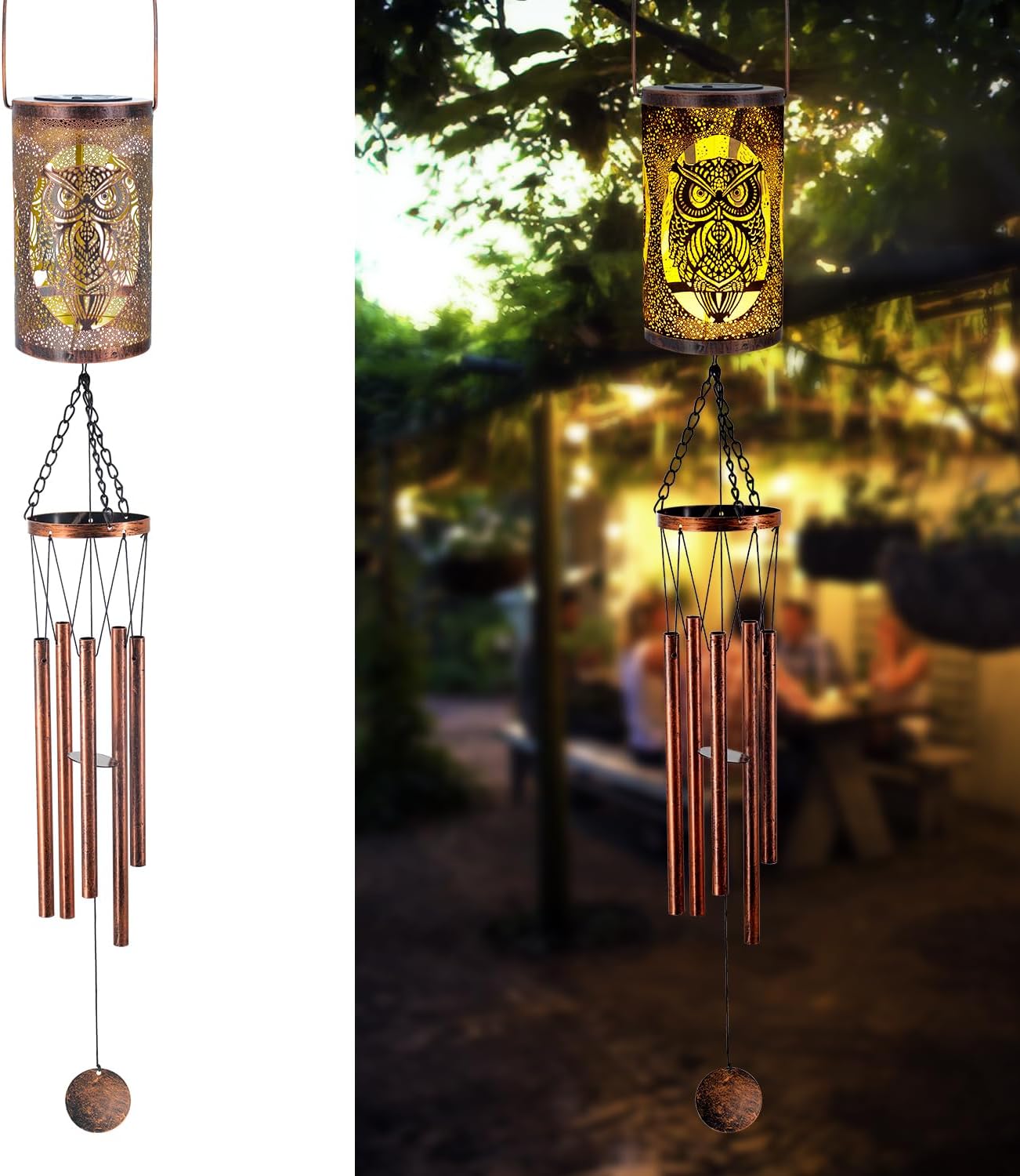 Wind Chimes for Outside 36“ Owl Solar Wind Chimes Gifts