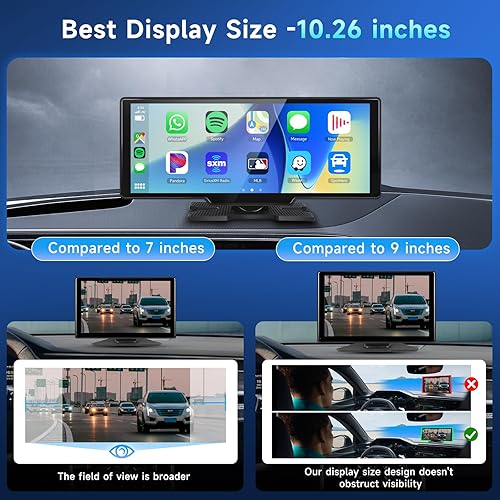 Miniatura 2 de Podofo 10.26" Wireless Apple Carplay Car Stereo with 1080P Backup Camera, Portable Car Radio with Wireless Android Auto, IPS Touchscreen,Voice