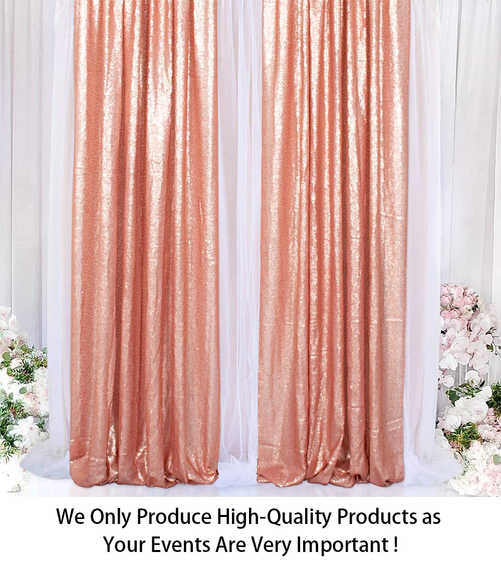 ShinyBeauty Blush Sequin Backdrop Curtains, 4 Panels, 2FTx8FT, Sparkle Photo Booth Backdrop