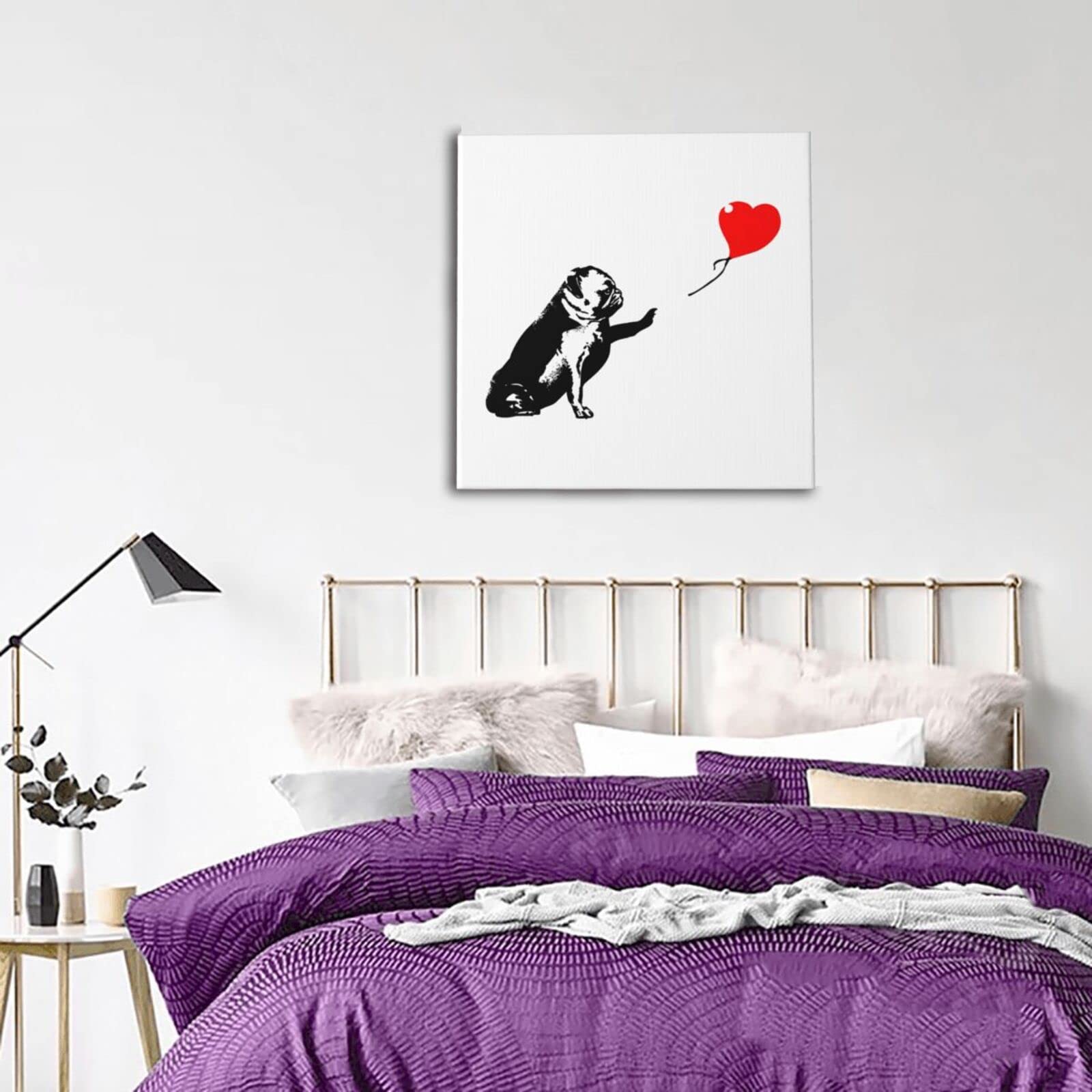 Amazon｜Banksy バンクシー パグ 犬 赤い風船 アートパネル アート