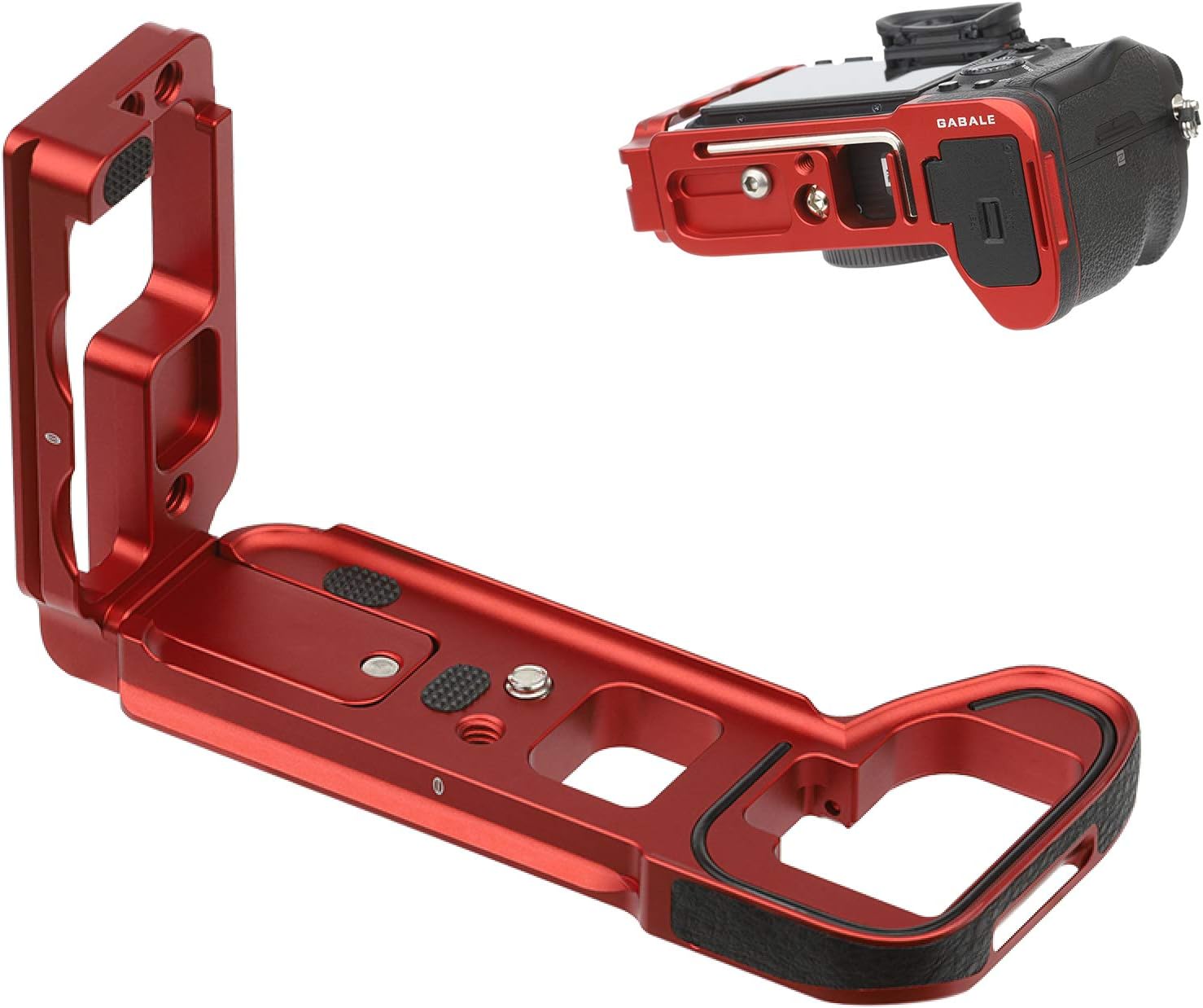 GABALE L Shape Plate Bracket Camera Hand Grip Quick Release Plate Base Plate Compatible with Sony A7R4 A7RIV A9II Cameras (Red version)