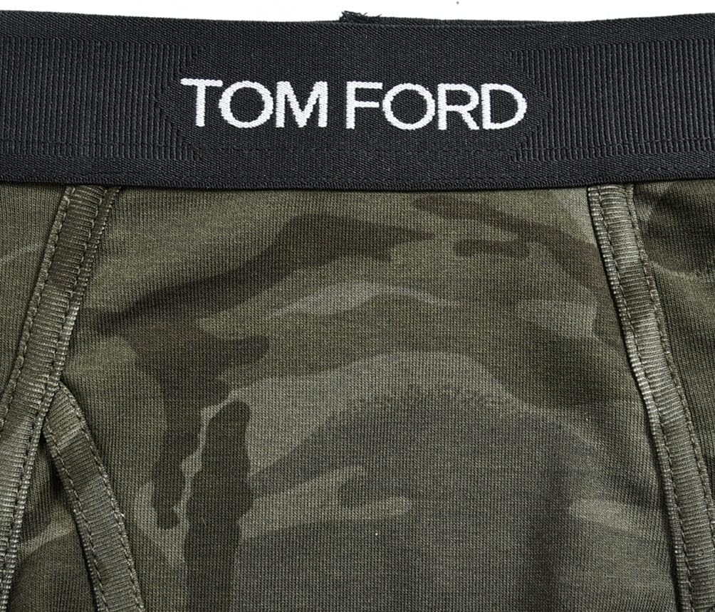 [Tom Ford] [トムフォード] ブリーフ 前開き アンダーウェア メンズ コットン カムフラージュ柄 迷彩 ダーク グリーン