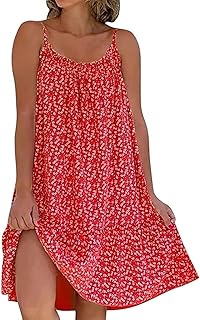 CamiBloom - Floral Printed Camisole Dress, Women's Summer Loose-Fit Mini Dress Sling Tank Sundress Boho Cami Dress