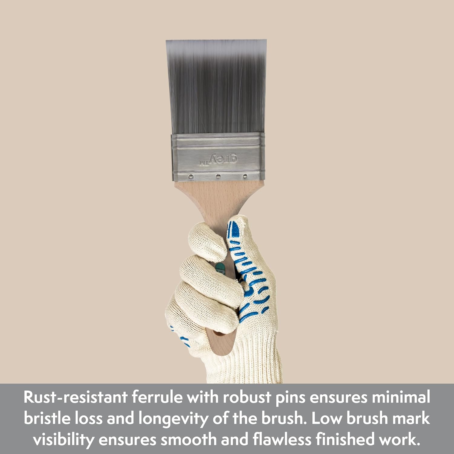 Axus Decor S-Finish Paint Brush (Grey Series) - 3"/75mm - for All Paints with Eco-Friendly FSC-Certified Beechwood Handle