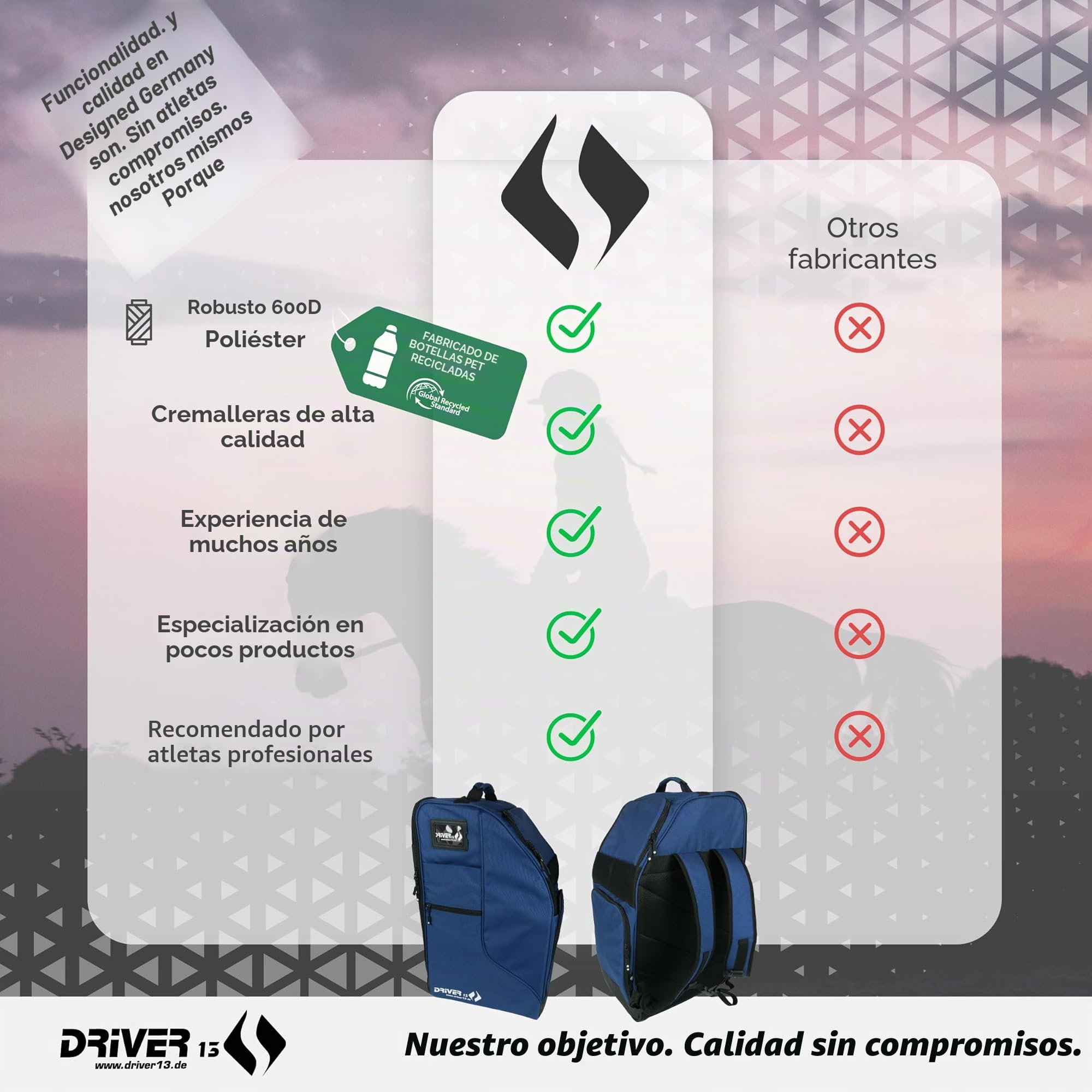 Mochila para botas de equitación con compartimento para casco, Driver13, muchos colores