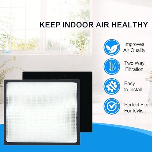 Miniatura 6 de True HEPA y 2 filtros de repuesto de carbono Idylis D compatibles con purificador de aire Idylis D AC-2118, AC-2123, IAP-10-280, 1AP10280 filtros