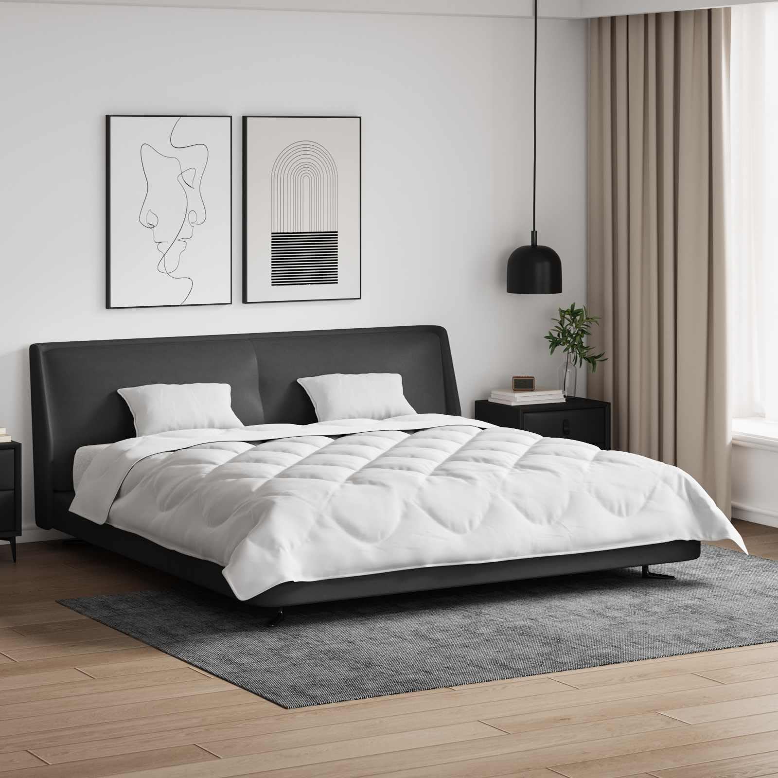 Kołdra z poduszkami, 3 szt., biała, komplet pościeli z mikrofibry, poszewka na kołdrę 200 x 200 cm i 2 poszewki na poduszki z oddychającej bawełny, łatwa w pielęgnacji, do sypialni, na lato