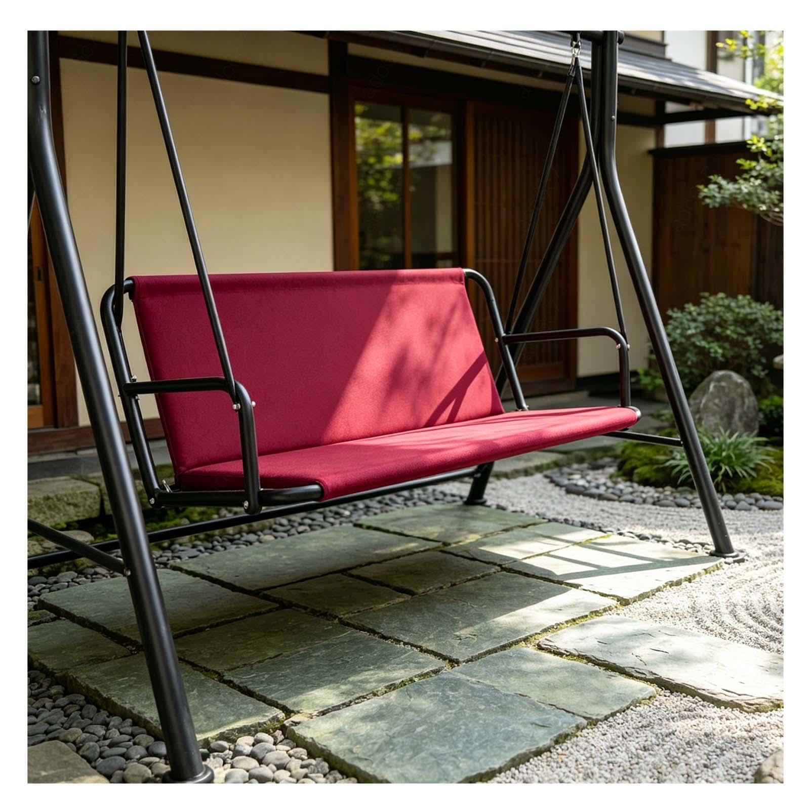 Outdoor Swing Seat Replacement 600D Thickened Waterproof Oxford Outdoor Swing Cushion Cover for 2/3 Seater Patio Garden Swing Chair,Red-47.2×18.5×18.5in