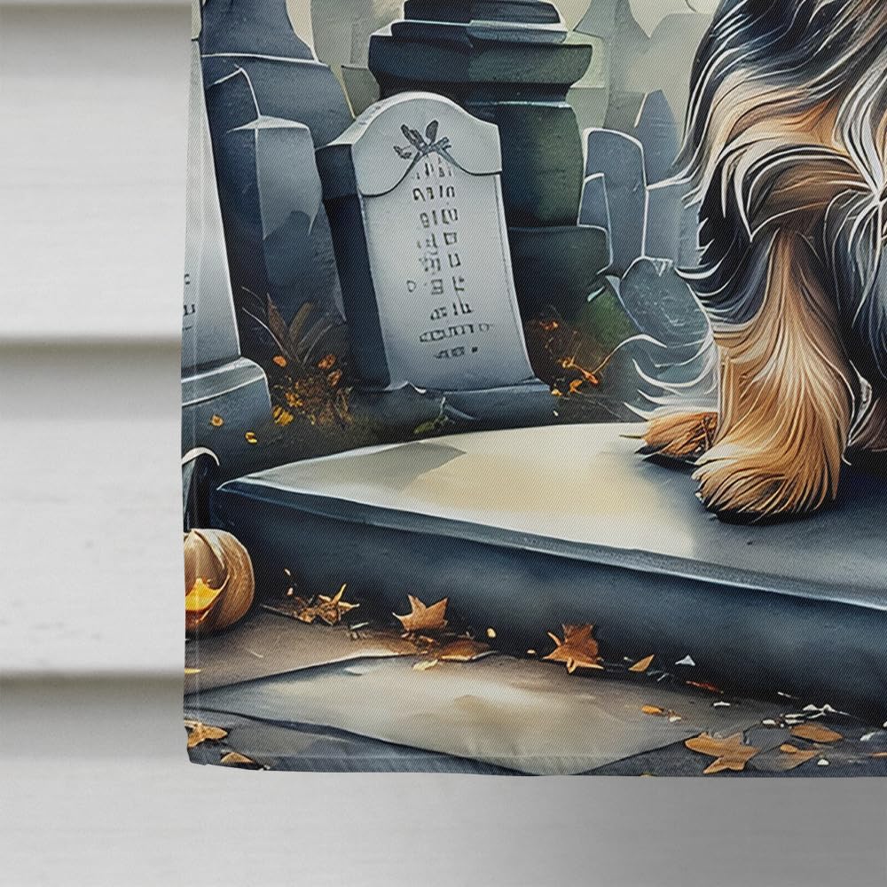 Caroline's Treasures DAC2061CHF Yorkshire Terrier Spooky Halloween House Flag Large Porch Sleeve Pole Decorative Outside Yard Banner Artwork Wall Hanging, Polyester, House Size, Multicolor