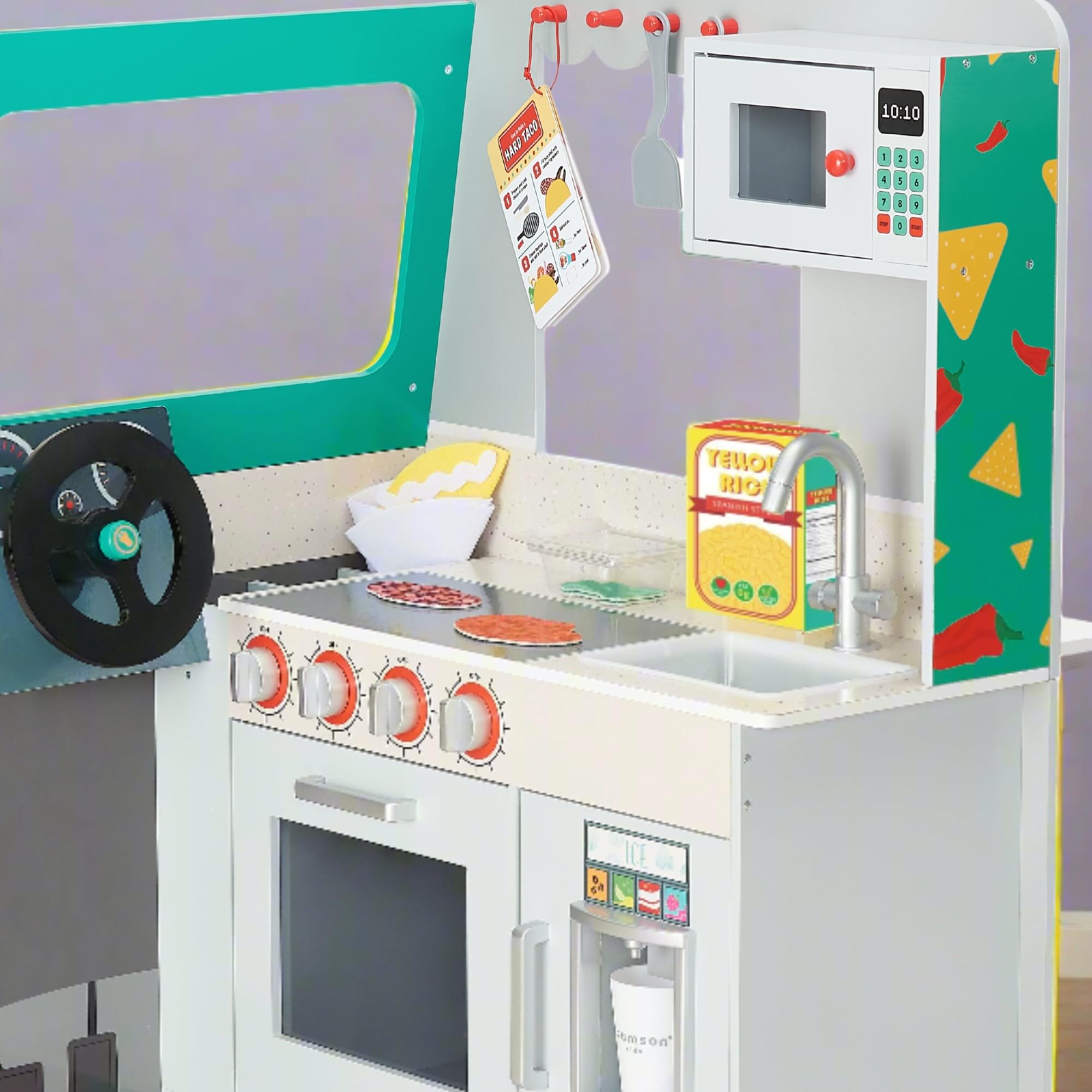 Teamson Kids Food Truck en Bois, Cuisine de Jeu pour Enfants, Camion Taco Ludique | Camion Taco Ludique